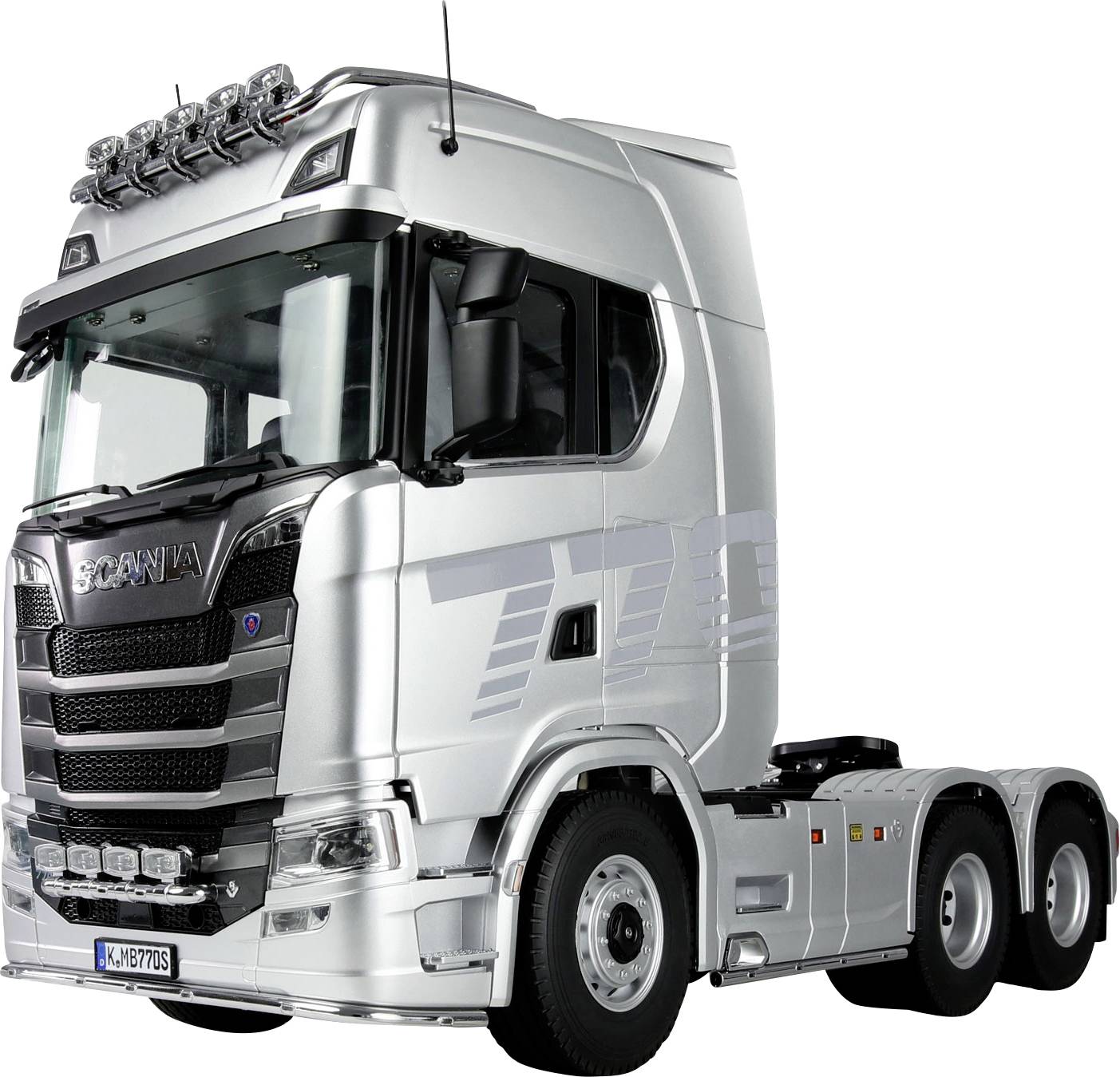 Amewi 22714 Scania 770 S 6x6 1:14 électrique Camion RC prêt à fonctionner (RtR) avec accu et chargeur, avec effet lumineux, avec