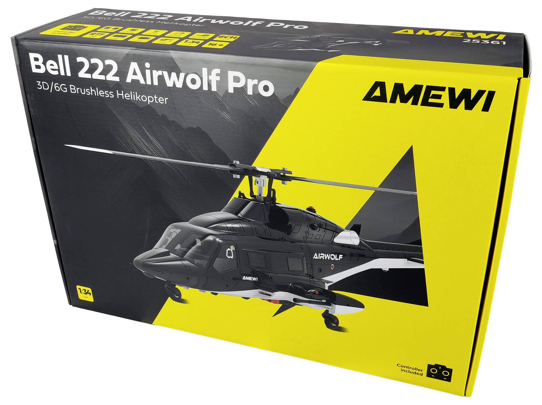 Amewi Bell 222 Airwolf Pro Hélicoptère RC prêt à voler (RtF)