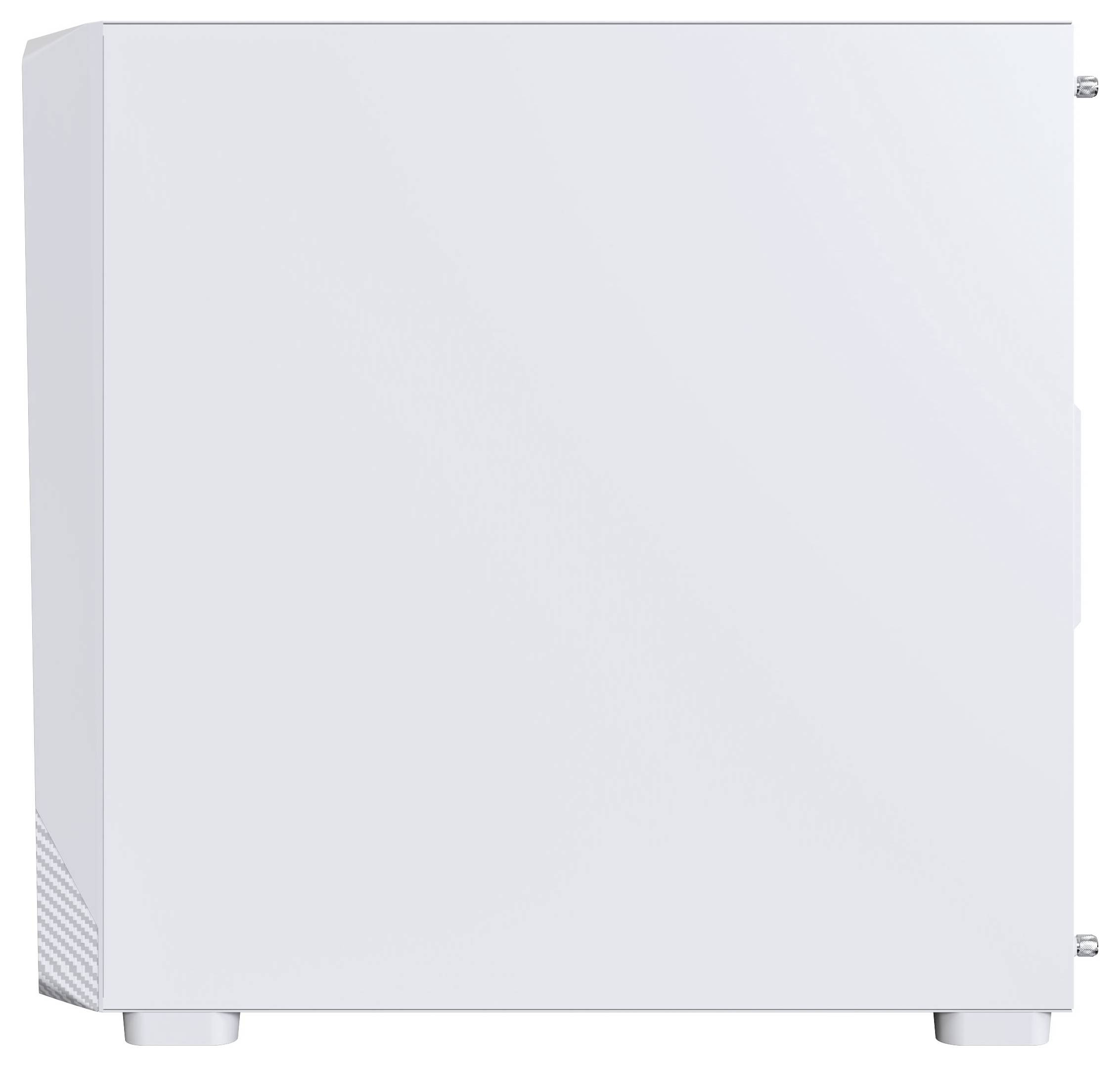 Un disque dur externe rectangulaire blanc au design minimaliste, présentant des motifs de ventilation subtils dans le coin inférieur gauche.