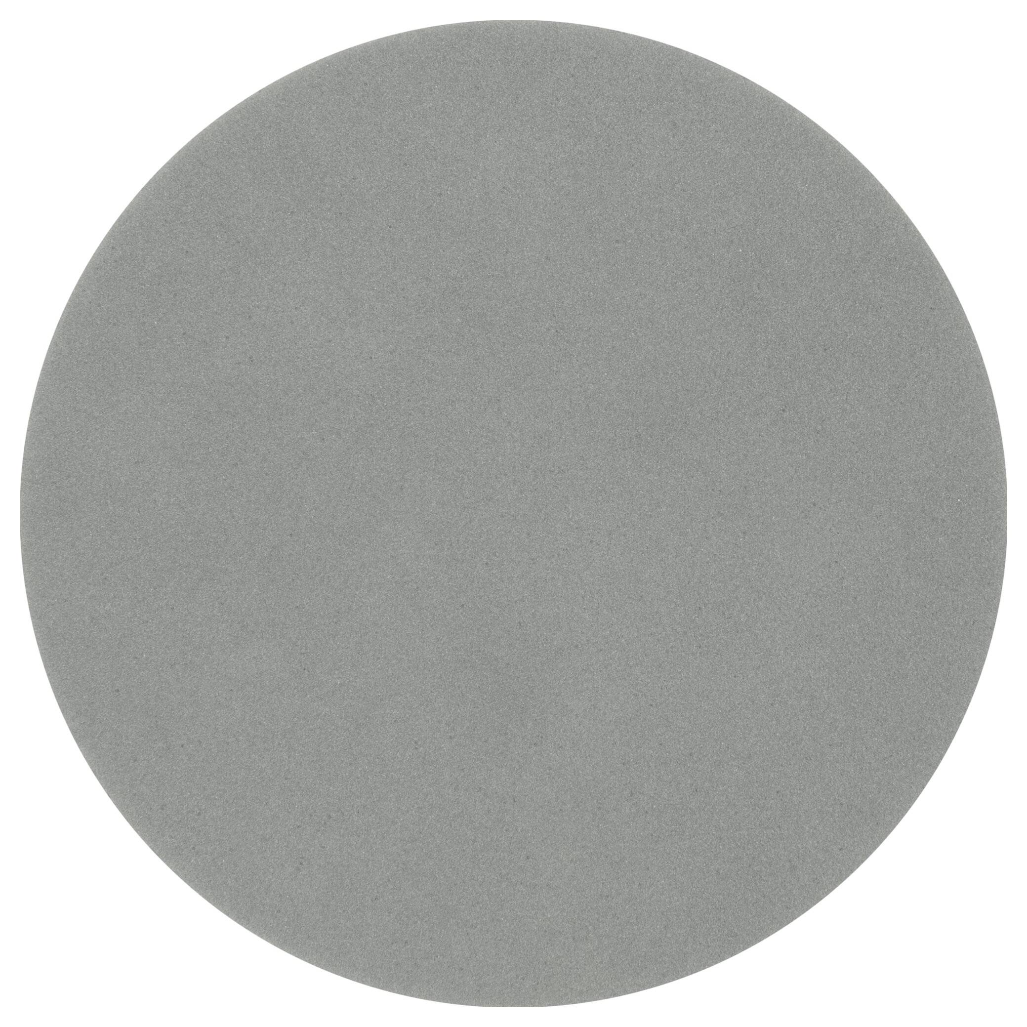 A plain gray circular disc against a white background.