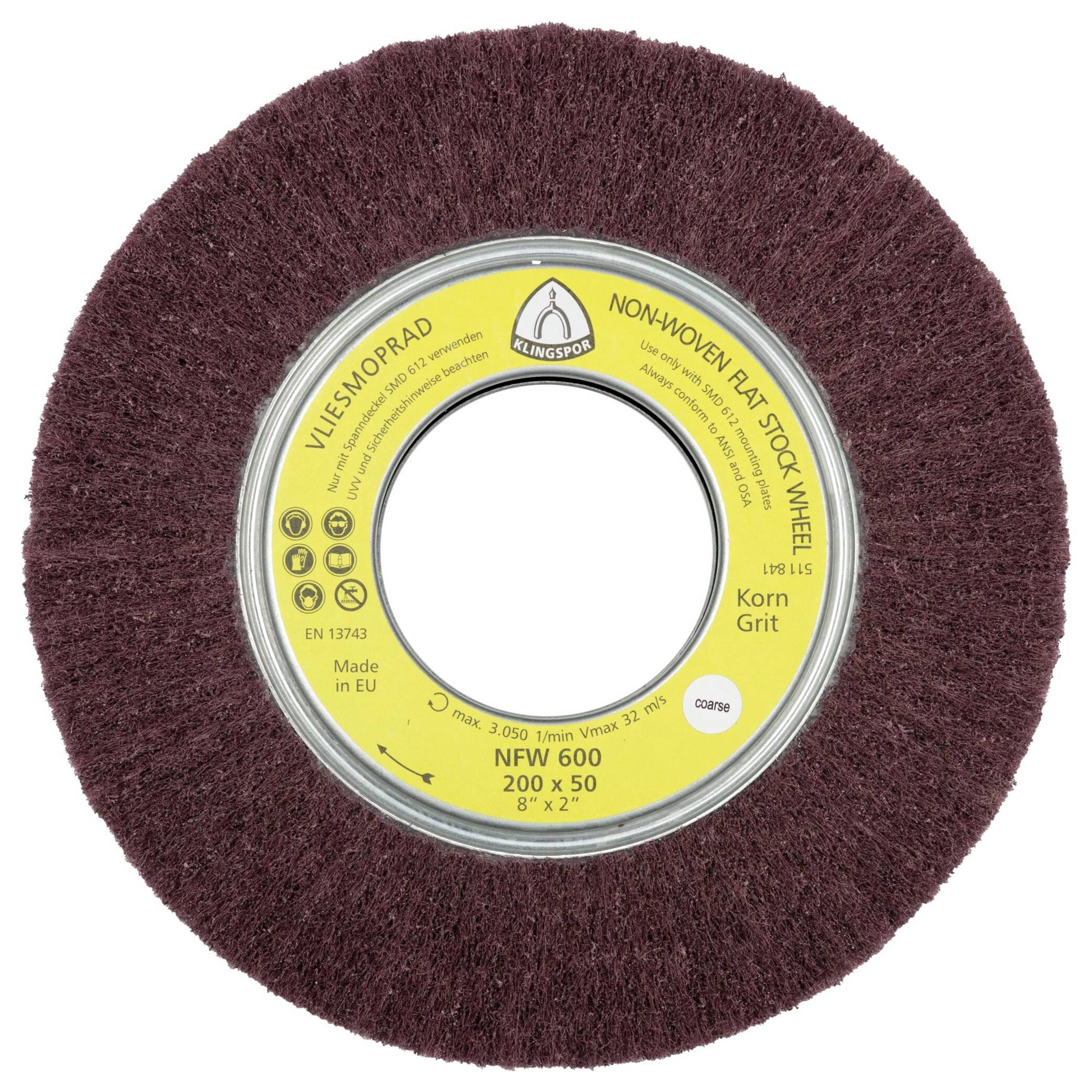 Klingspor 258902 NFW 600 roues non tissées, 200 x 50 x 68,2 mm corindon Medium 200 mm 2 pc(s)