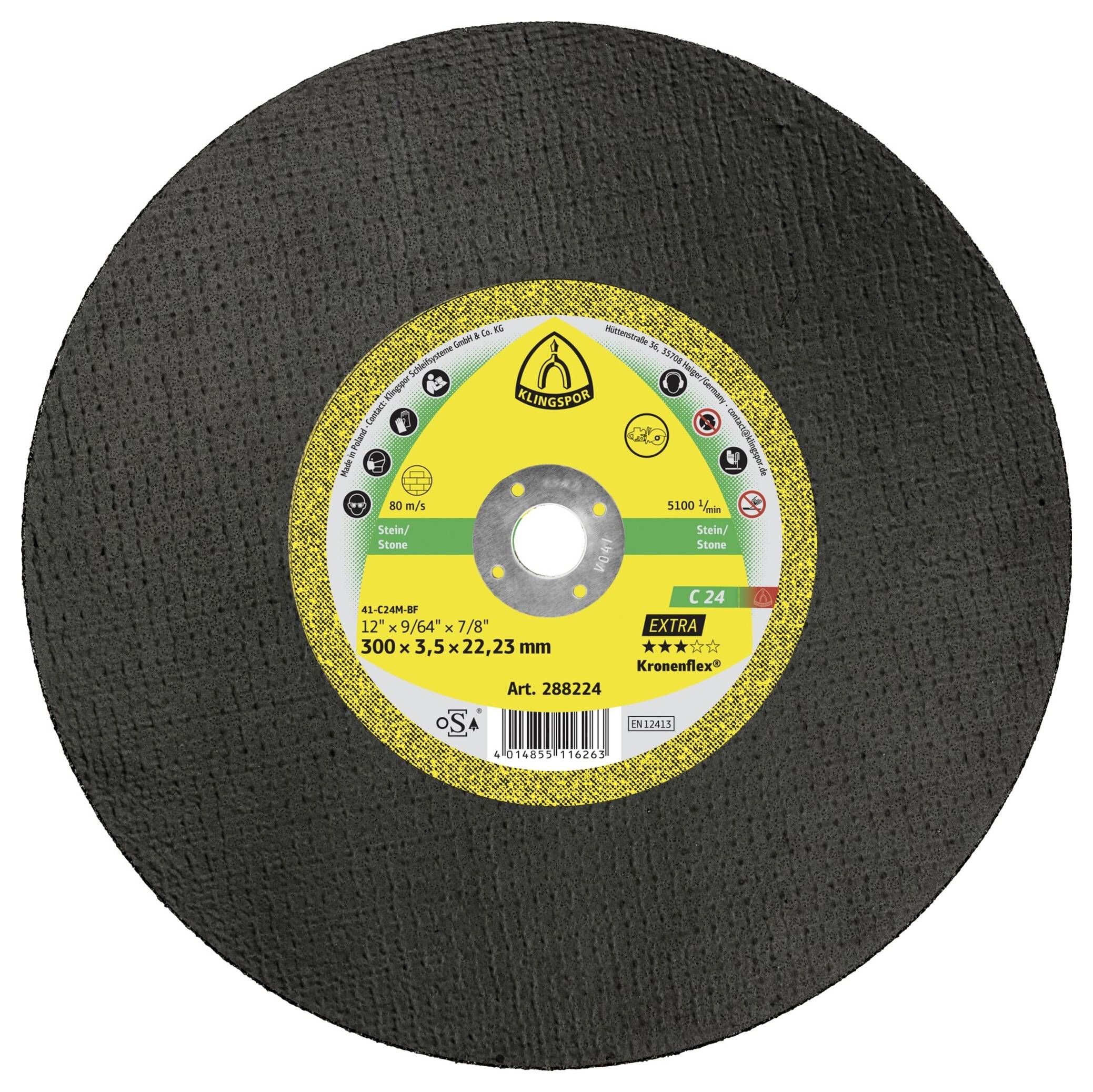 Klingspor C 24 Extra 288224 Disque à tronçonner 300 mm 10 pc(s) Pierre, Béton