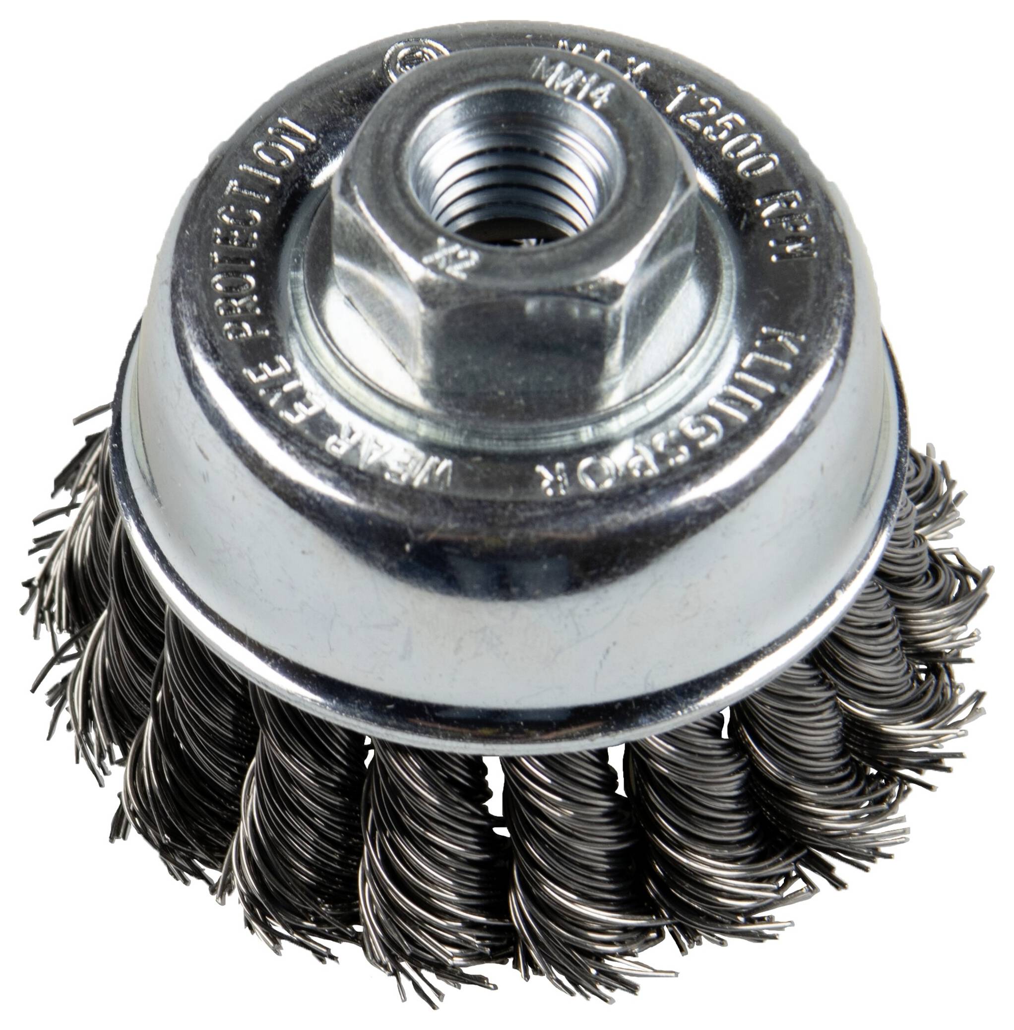 Un brosses métallique à fil torsadé est utilisée pour le nettoyage, l'ébavurage et la préparation de surface sur différents matériaux.