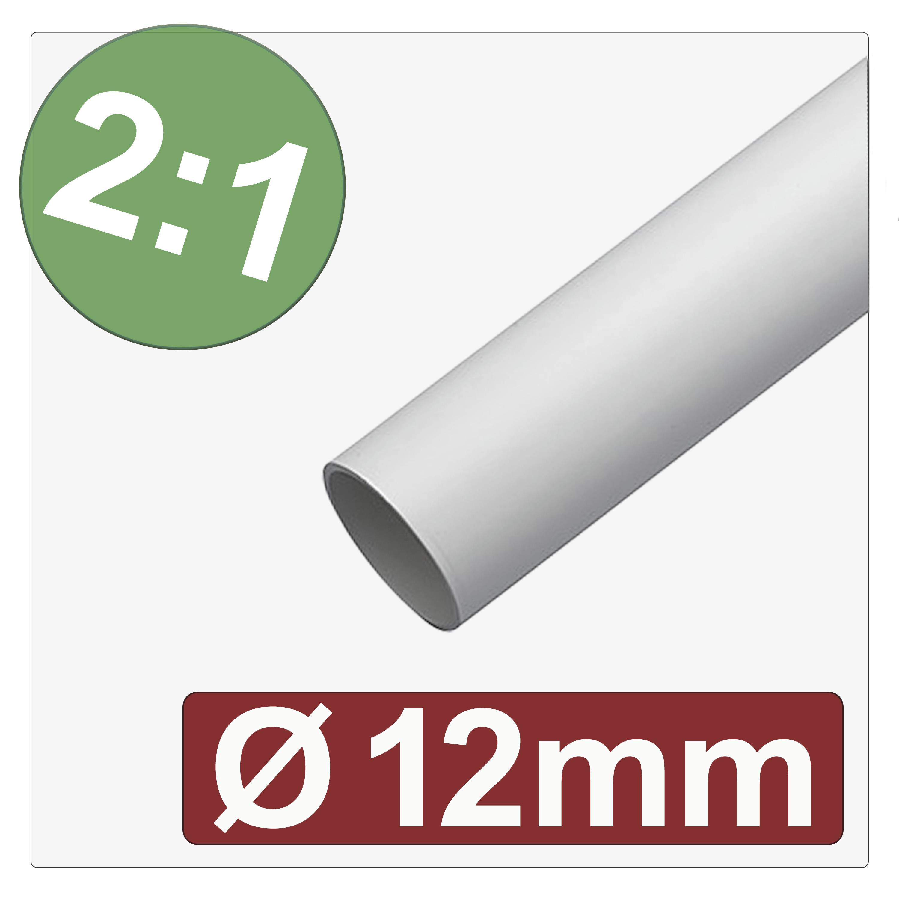 Tube blanc avec ratio de rétrécissement 2:1, diamètre 12mm, tel que montré dans l'image du produit.