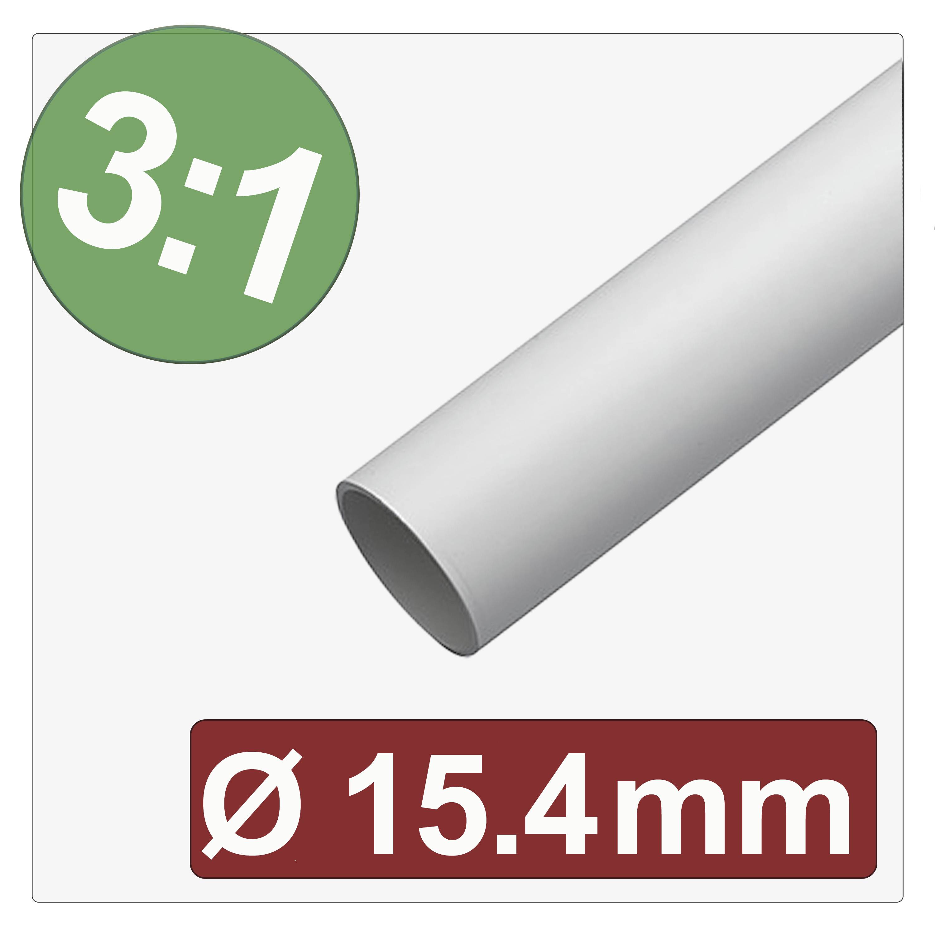 Un objet cylindrique gris étiqueté « Ø 15,4 mm » avec un cercle vert indiquant un rapport de « 3:1 » pour la comparaison des dimensions.