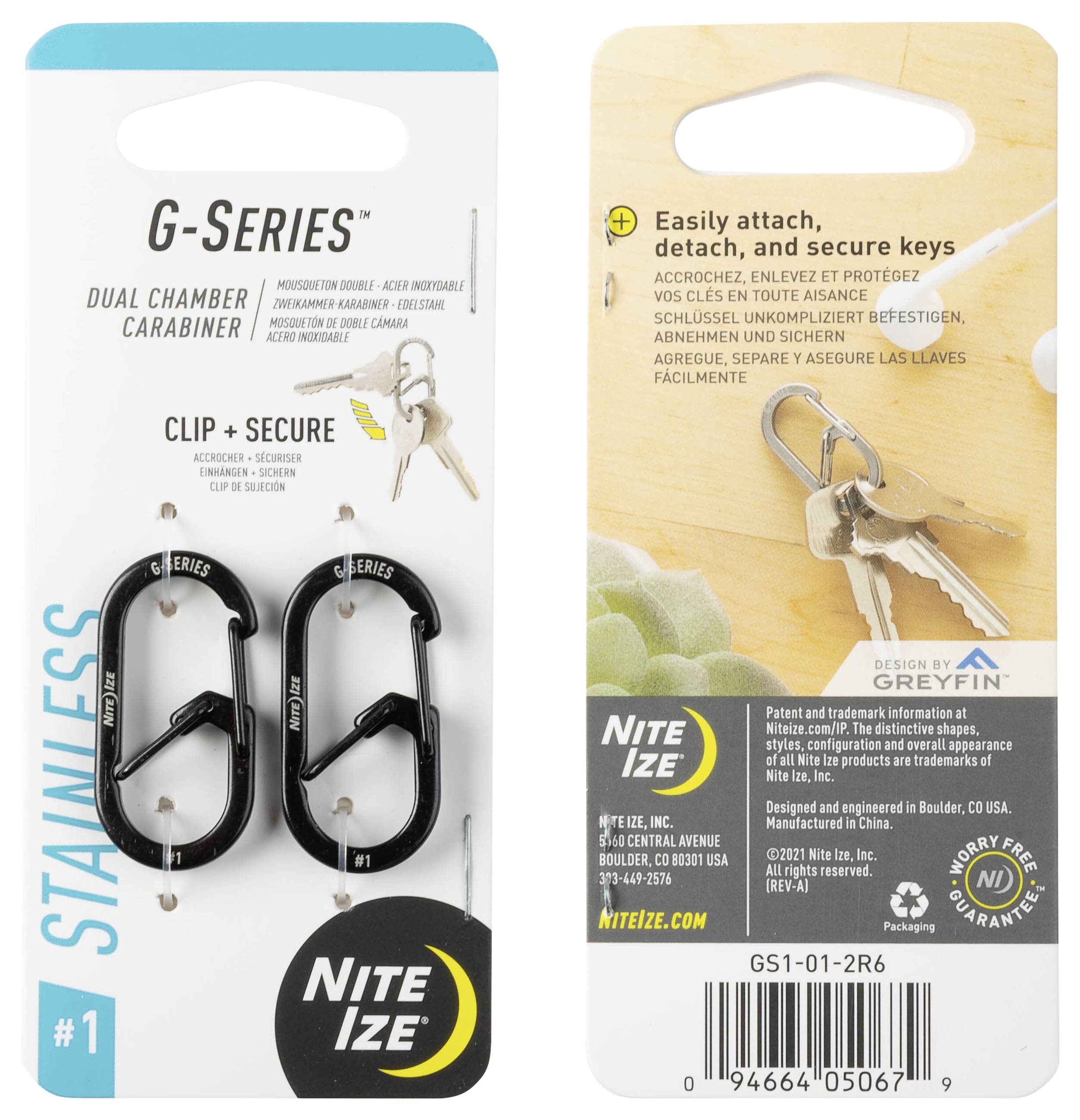 NITE Ize Mousqueton pour clé NI-GS1-01-2R6 noir 2 pc(s)