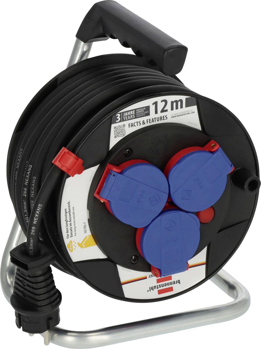 Brennenstuhl 9123020115 Enrouleur de câble 12 m noir