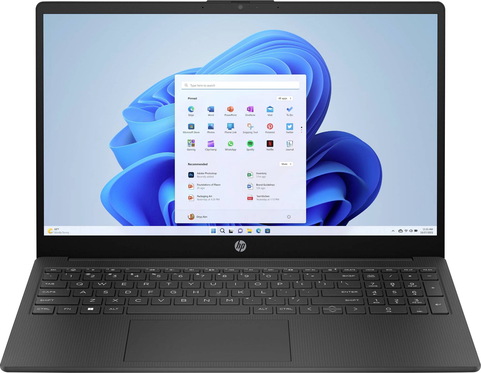 HP Notebook HP 15-fd0216ng Jet Black 39.6 cm (15.6 pouces) Full HD Intel® N N100 4 GB RAM 128 GB SSD allemand, QWERTZ Intel Jet