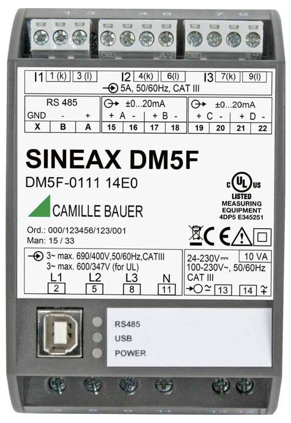 Camille Bauer SINEAX DM5F Analyseur de réseau