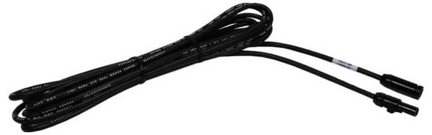 Un câble de rallonge noir avec deux connecteurs à une extrémité est enroulé soigneusement, suggérant qu'il est utilisé pour des connexions électriques ou de données.