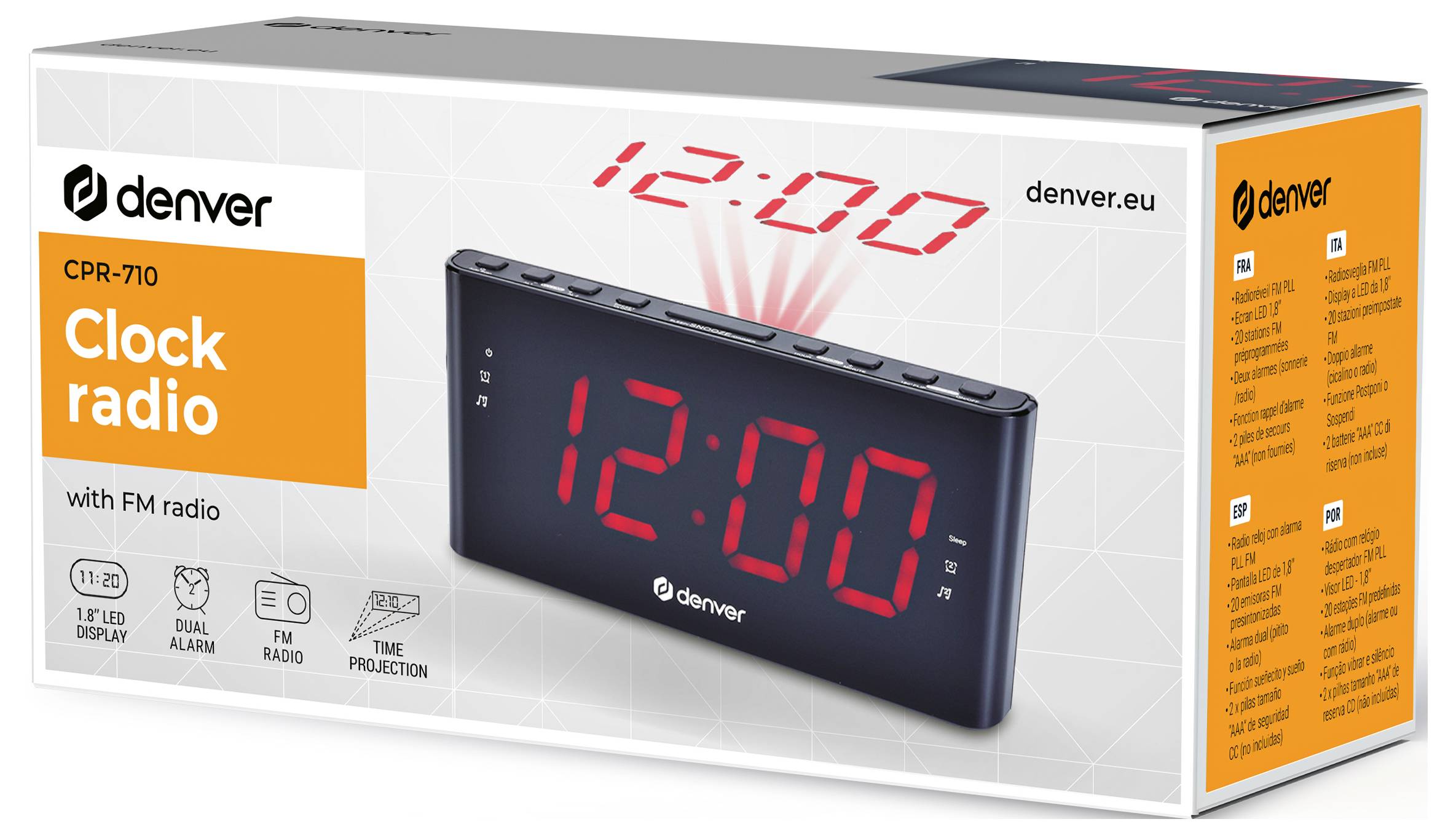 Denver CPR-710 Radio-réveil FM FM fonction réveil noir