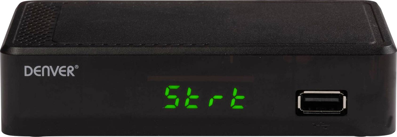 Denver DTB-148 Récepteur DVB-T2 fonction enregistrement, standard DVB-T2 allemand (H.265), port Ethernet, USB à l'avant