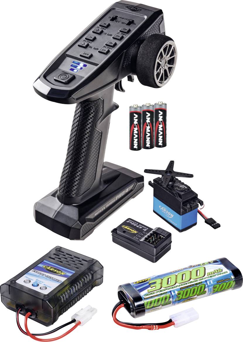 Carson Modellsport FS 3K Reflex Wheel Pro 4 Kit pour débutants radiocommande avec poignée pistolet 2,4 GHz Nombre de canaux: 3