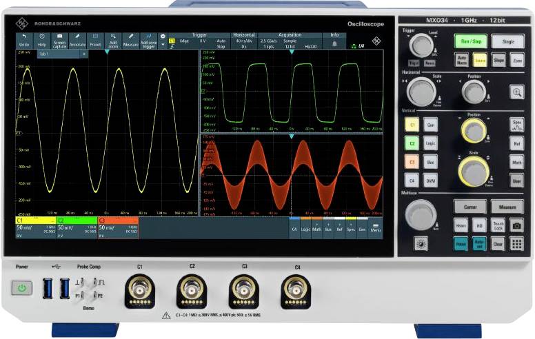 Oscilloscope numérique Rohde & Schwarz MXO34-10PK 1 GHz 5 Géch/s 500 Mpts