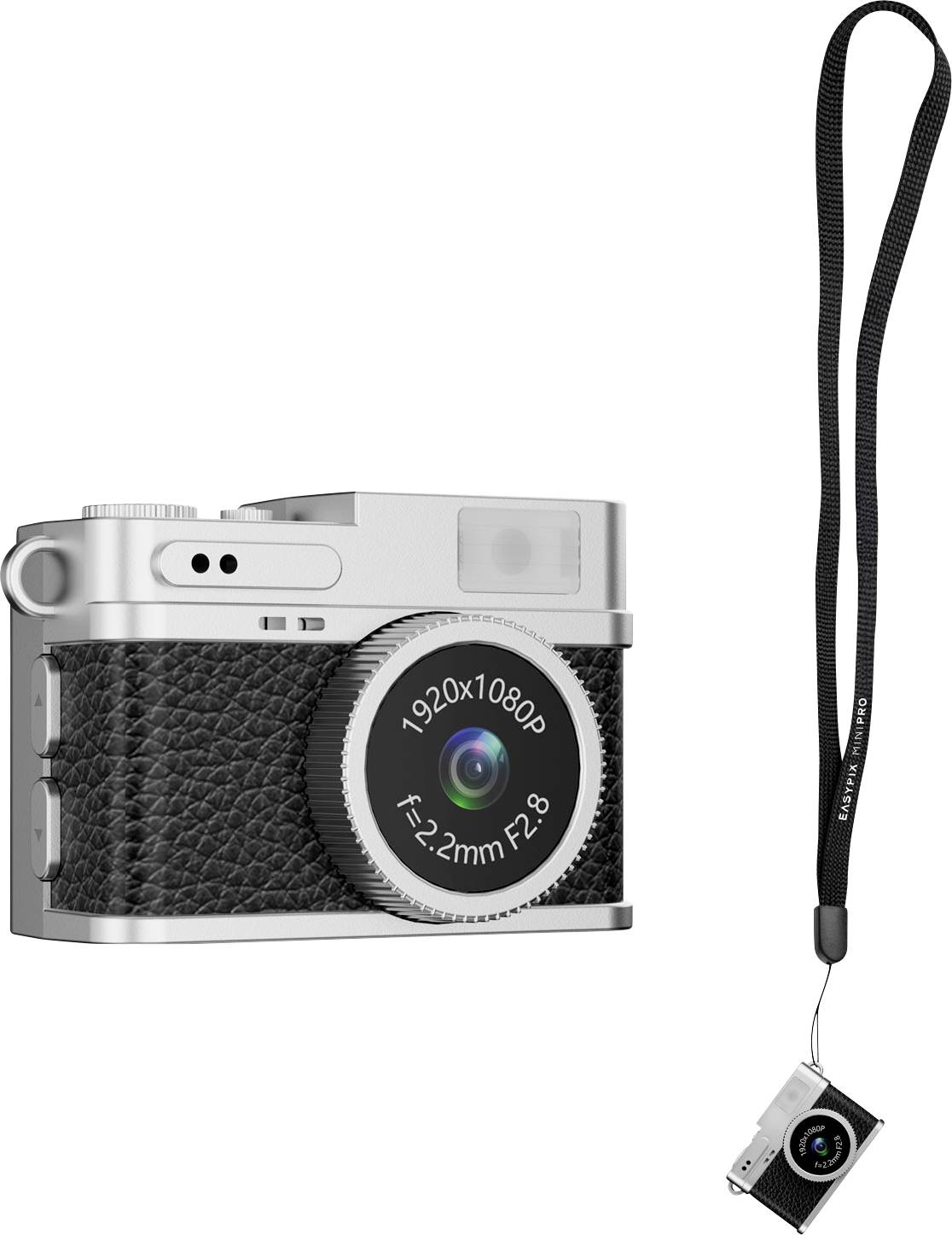 Easypix MiniPro XS1 Appareil photo numérique 2 Mill. pixel noir, argent vidéo Full HD, avec flash intégré, batterie intégrée