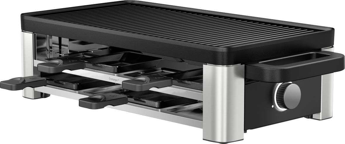 WMF Lono Selection Appareil à raclette 8 poêlons, revêtement anti-adhésif, filaire noir, argent