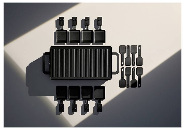 WMF Lono Selection Appareil à raclette 8 poêlons, revêtement anti-adhésif, filaire noir, argent