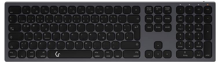 Keysonic KSK-8023BTRF (DE) sans fil, Bluetooth Clavier allemand, QWERTZ anthracite, noir rechargeable