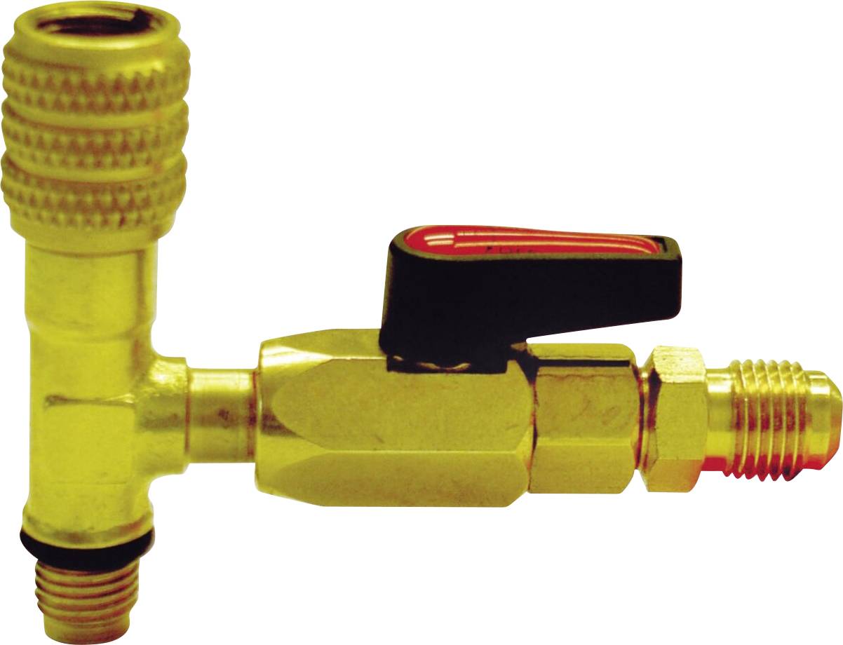 Un connecteur de tuyau en métal en forme de T avec une vanne, présentant des extrémités filetées pour la connexion. Utilisé pour le contrôle des fluides ou des gaz dans les systèmes de plomberie.