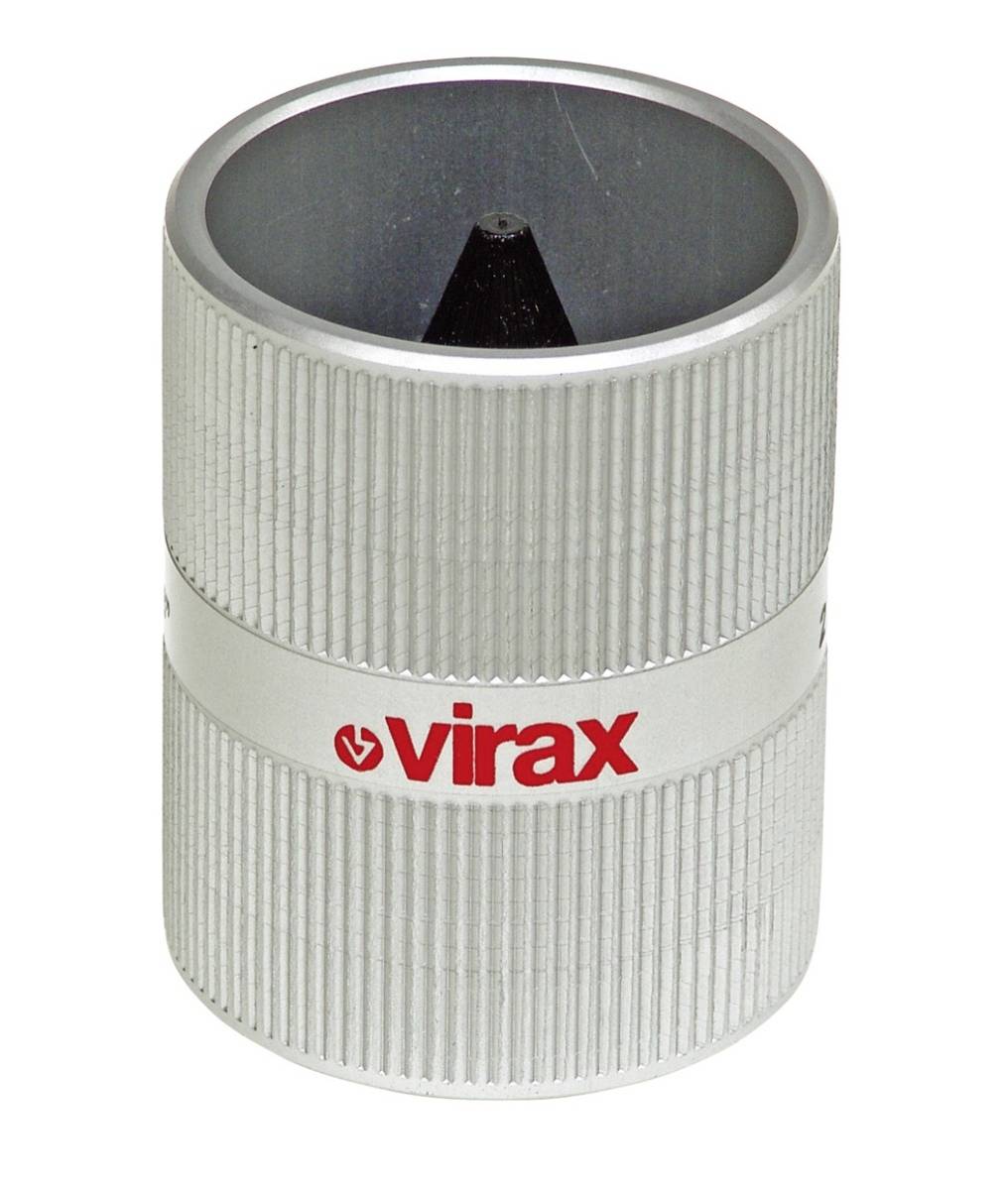 Silver Virax cylindrical tool with ribbed sides and a black conical insert inside the opening, shown on a white background.