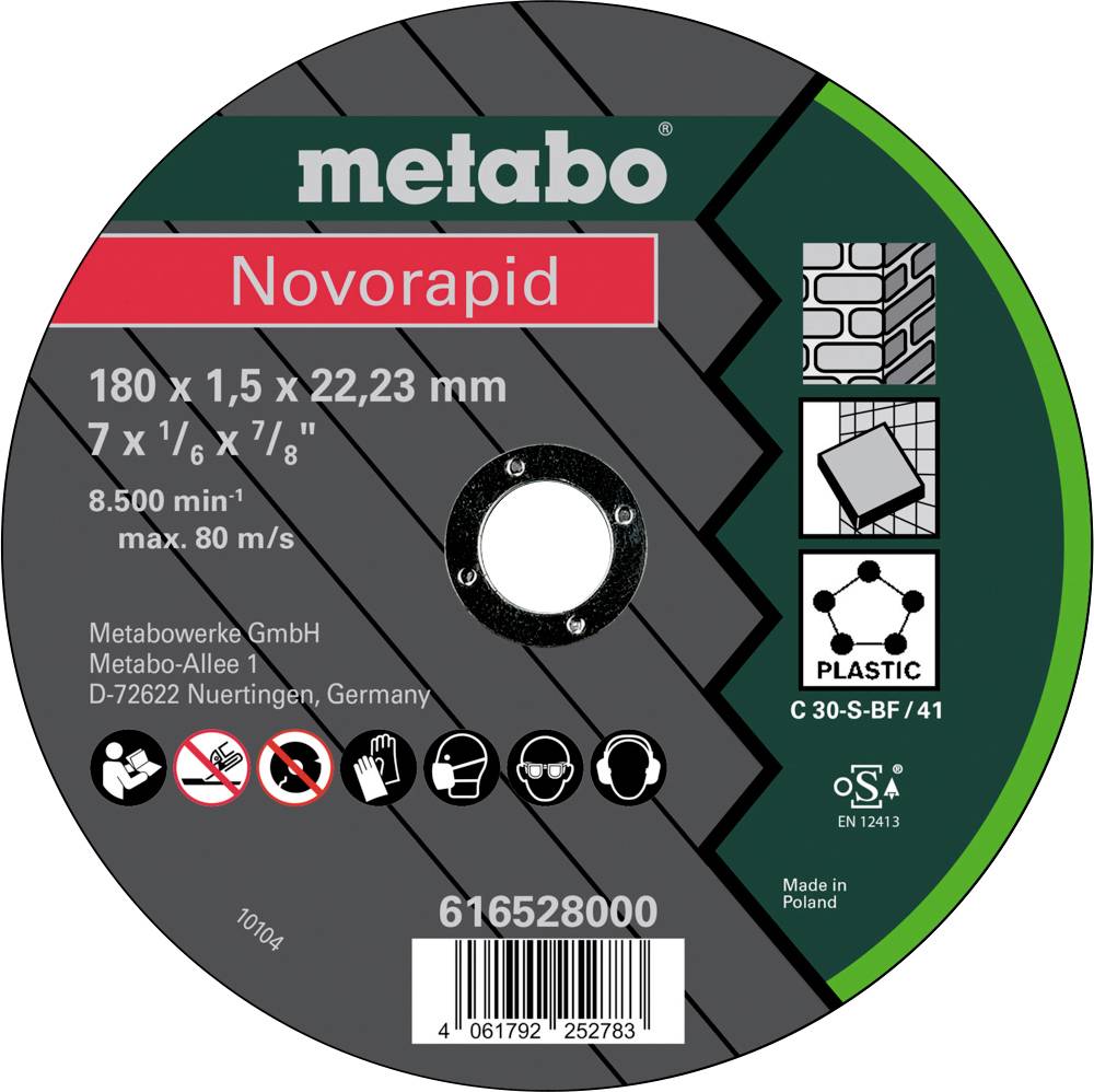 Metabo 616528000 Disque à tronçonner 180 mm 25 pc(s) Tôle