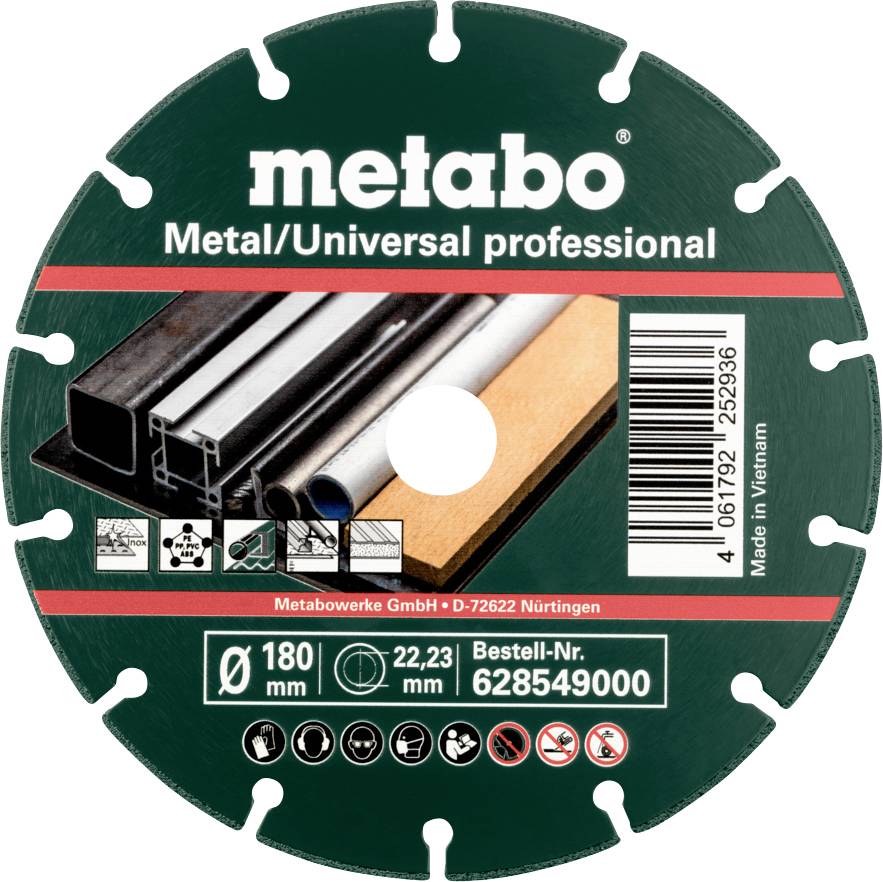 Metabo 628549000 Disque à tronçonner diamanté 180 mm 10 pc(s) métal (galvanisé)