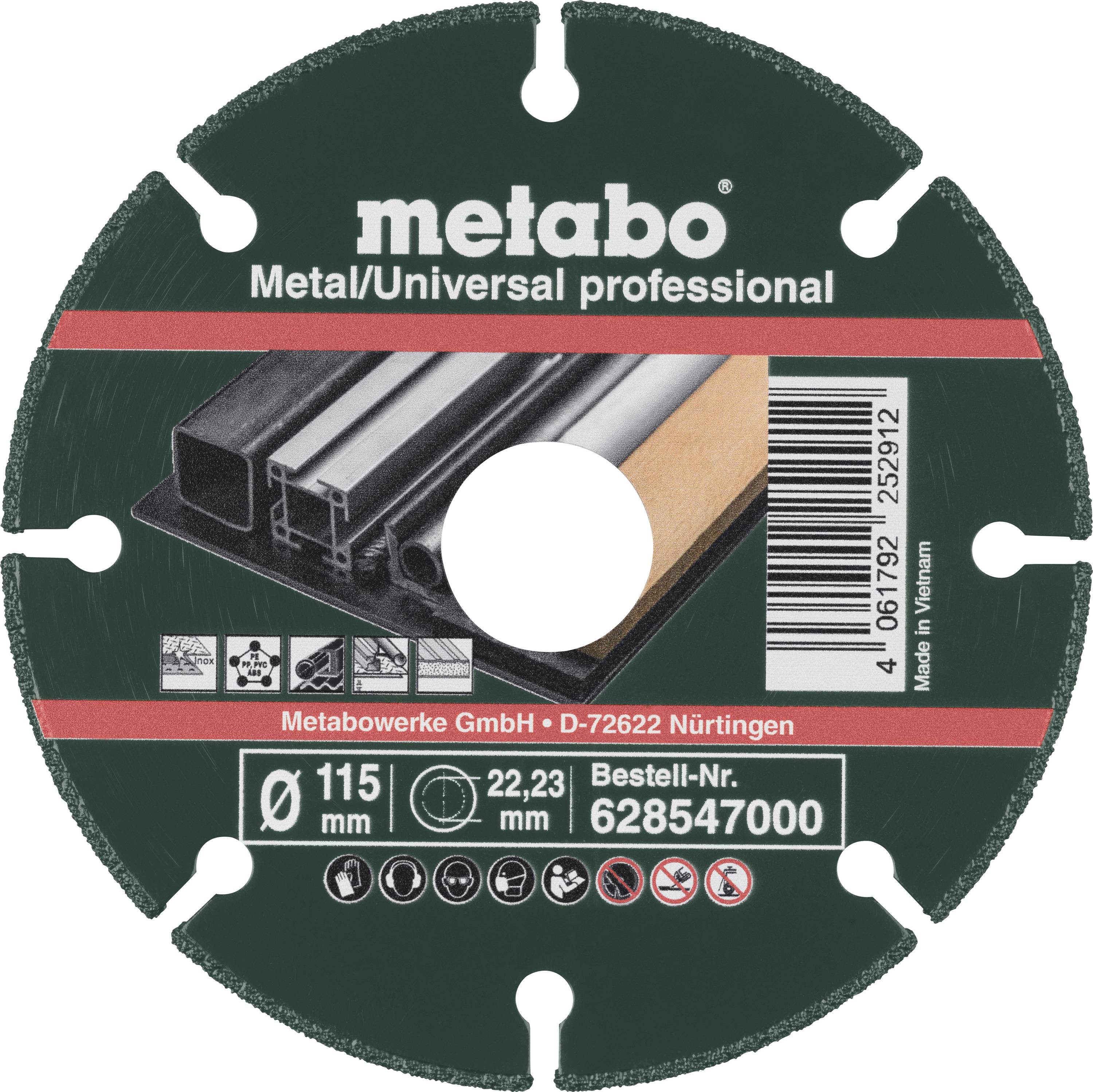 Metabo 628547000 Disque à tronçonner diamanté 115 mm 10 pc(s) métal (galvanisé)
