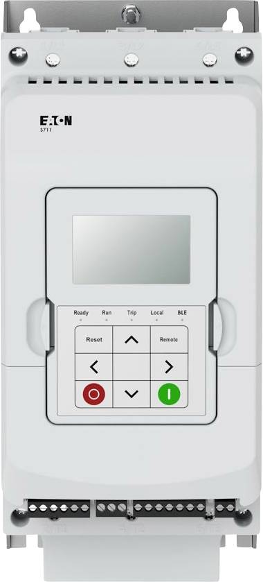Appareil électrique doté d'un affichage numérique, de boutons étiquetés et d'un logo d'entreprise dans le coin supérieur gauche ; utilisé pour contrôler et surveiller des systèmes.