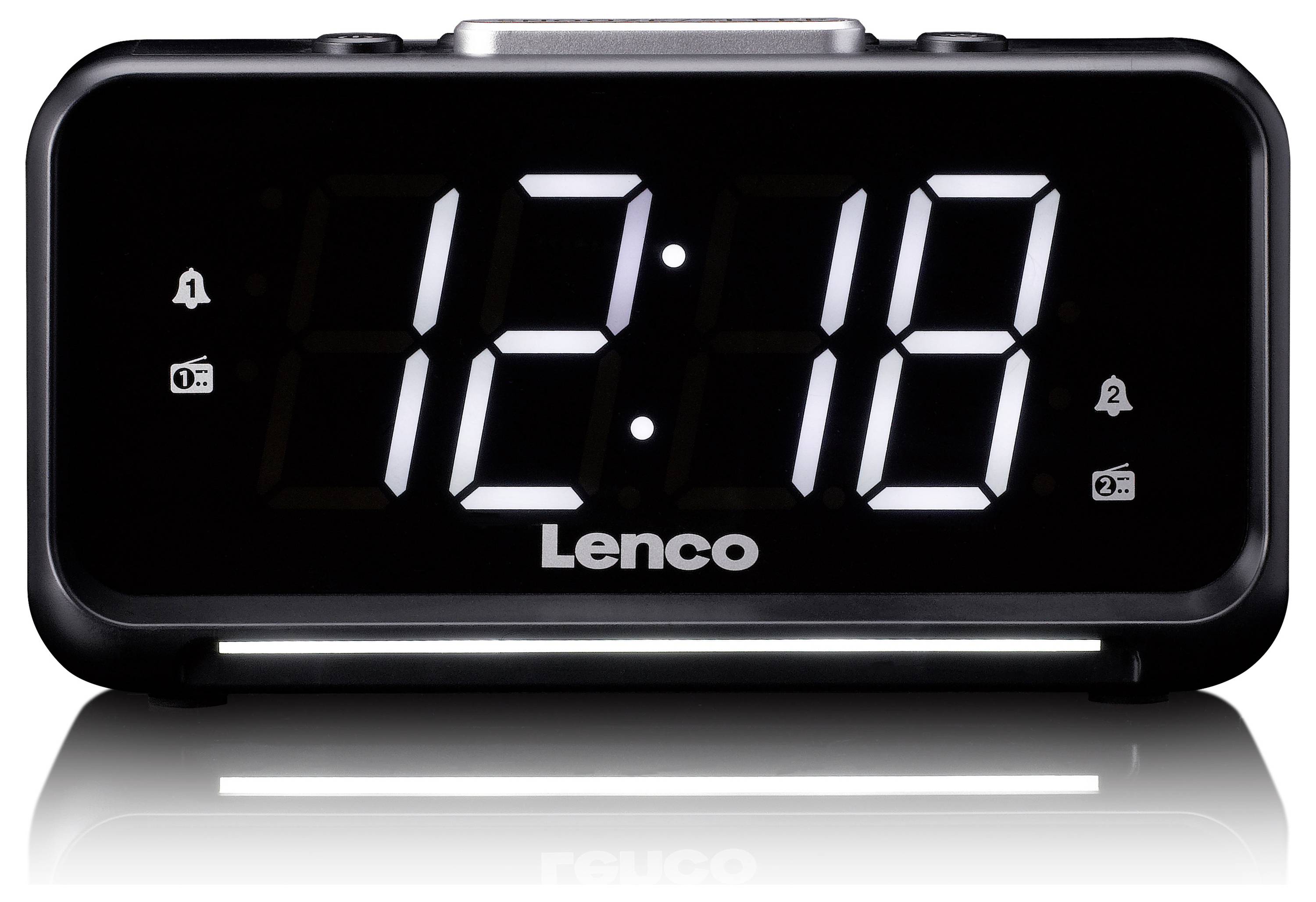 Lenco Radio de table FM, AM FM, USB fonction réveil noir