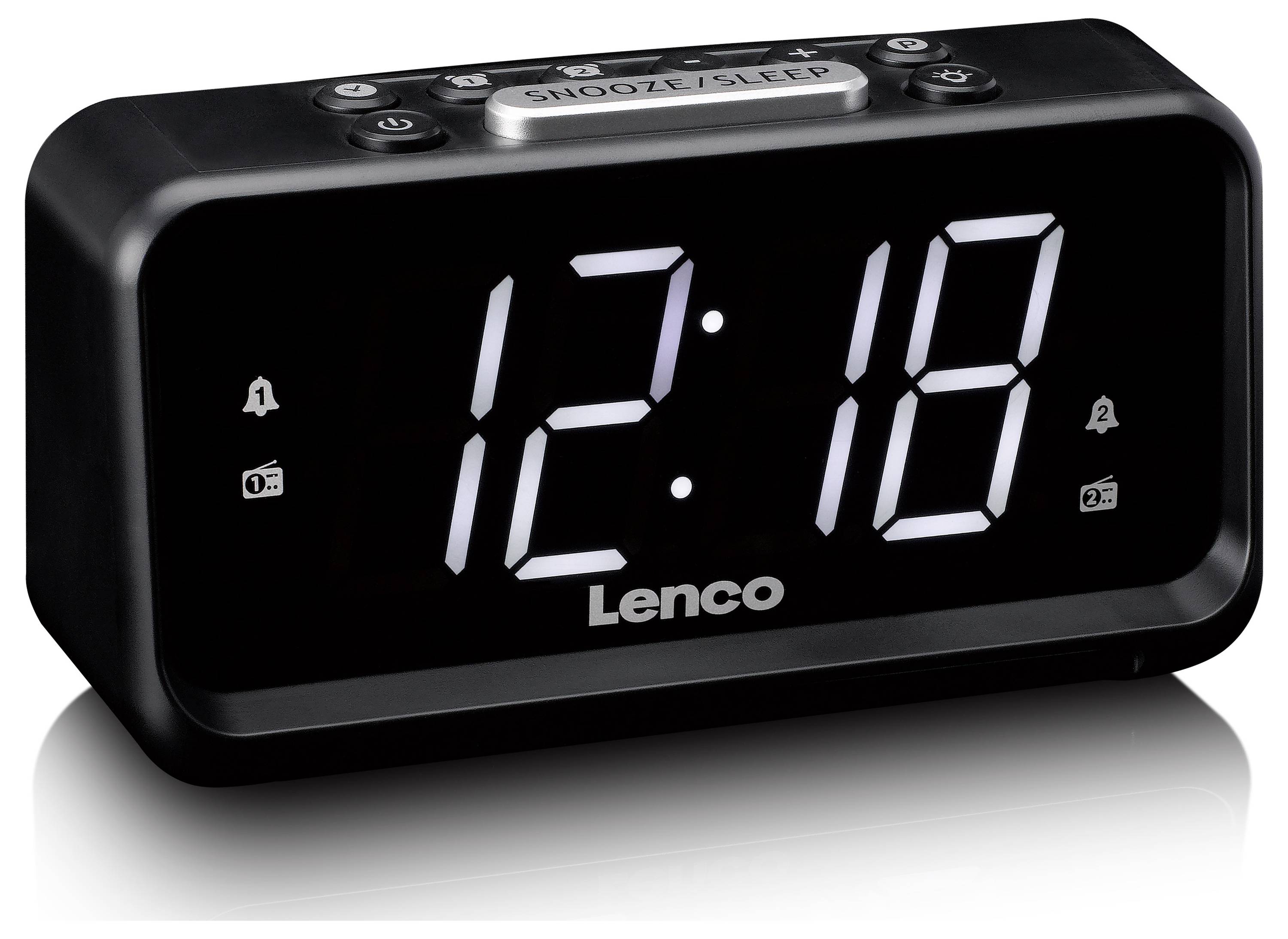 Lenco Radio de table FM, AM FM, USB fonction réveil noir