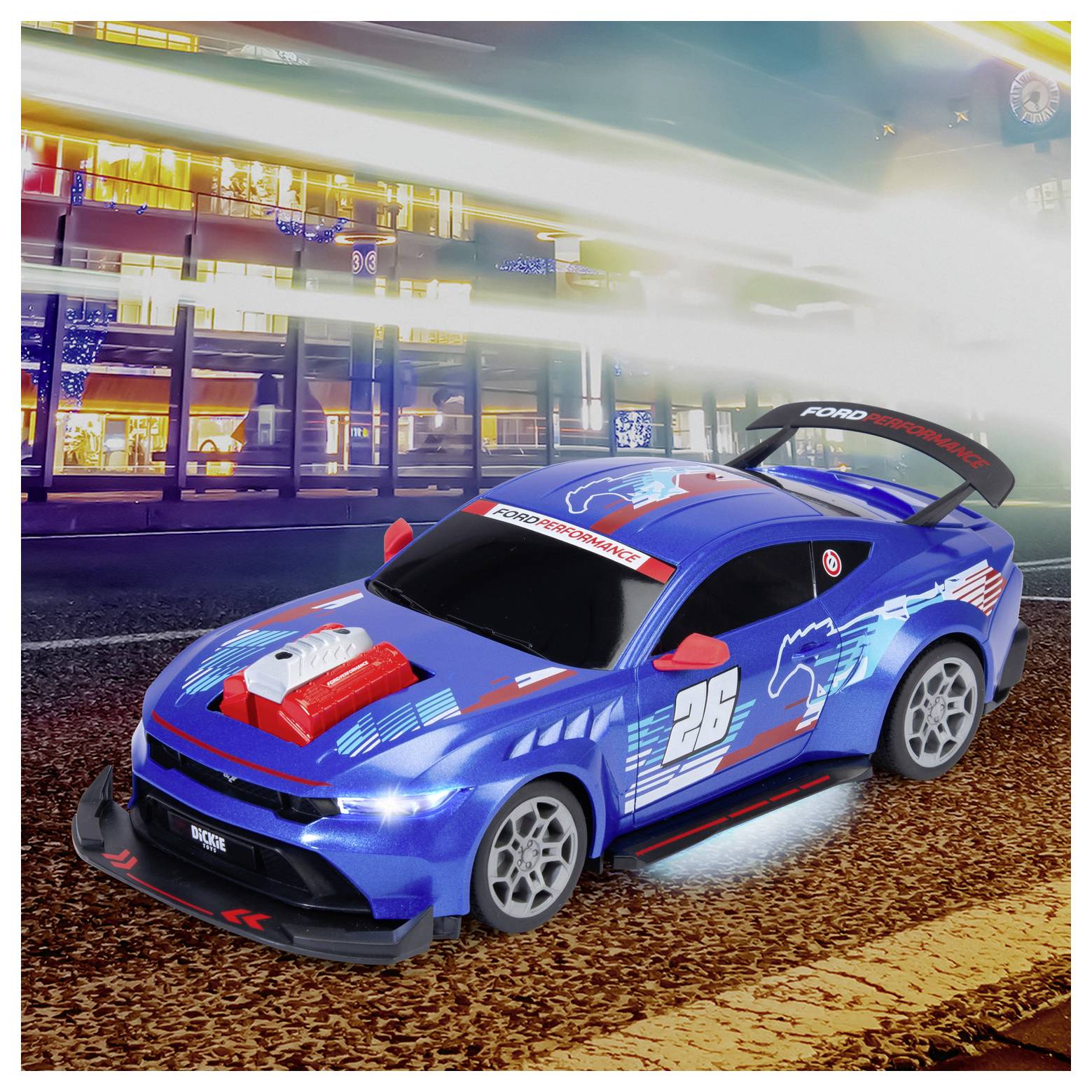 Dickie Toys 201105014 RC Ford Mustang Customized, Try Me, RTR 1:16 Véhicule RC débutant électrique Voiture de sport