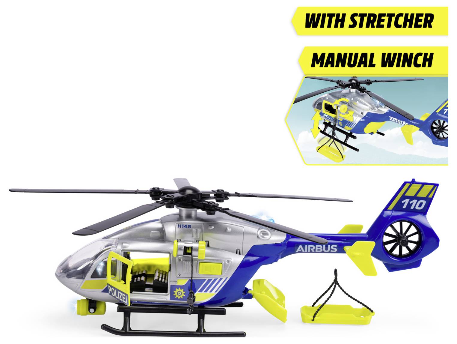 Dickie Toys Hélicoptère de police Airbus H145 modèle fini Modèle réduit d'hélicoptère