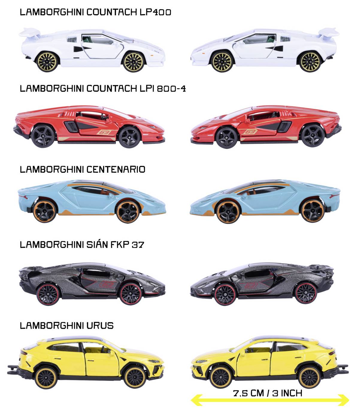 Majorette Lamborghini Lamborghini 5 Pieces Pack empoisonné modèle fini Modèle réduit de voiture