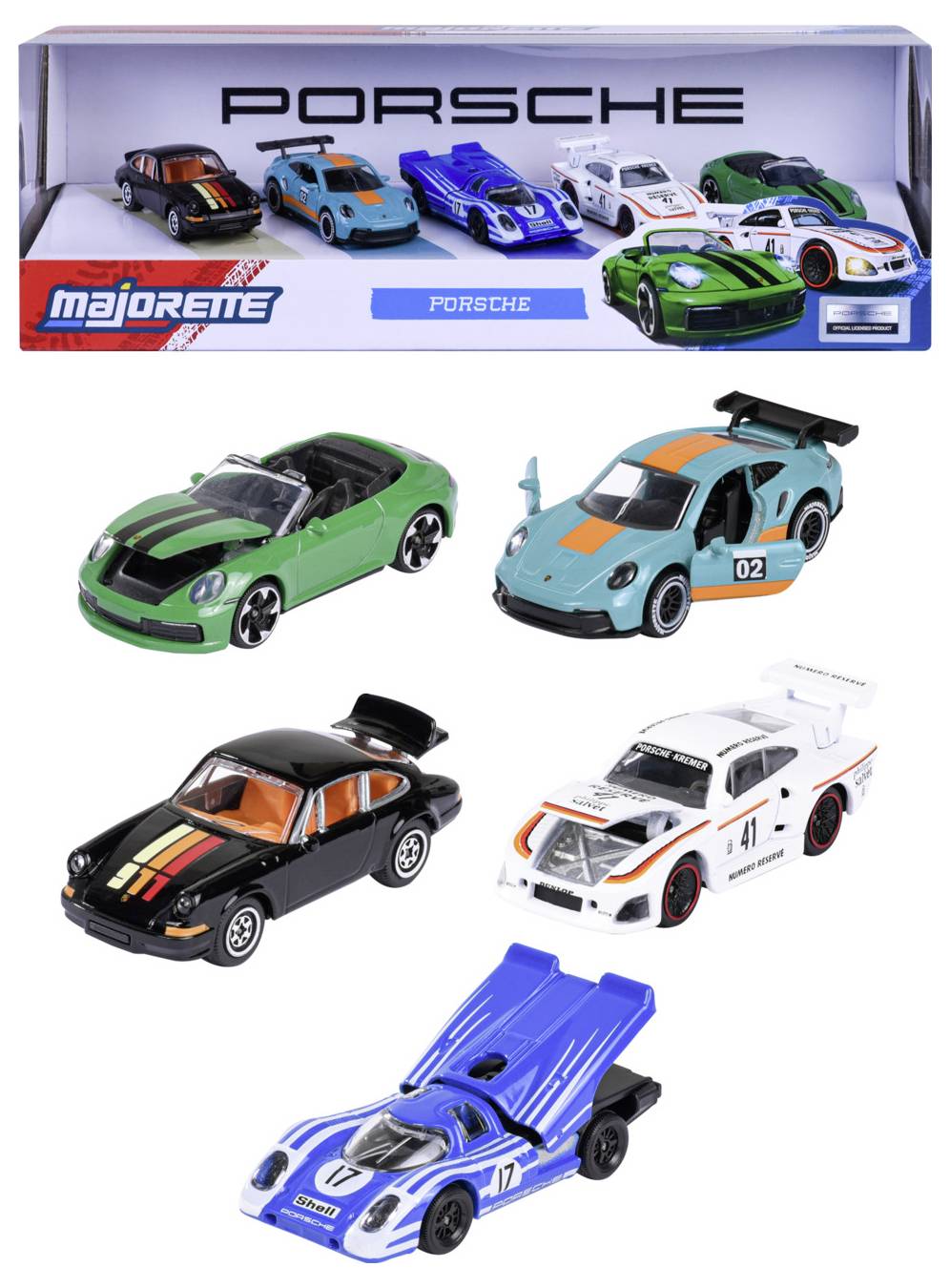 Majorette Porsche Porsche 5 Pieces Gift Pack modèle fini Modèle réduit de voiture