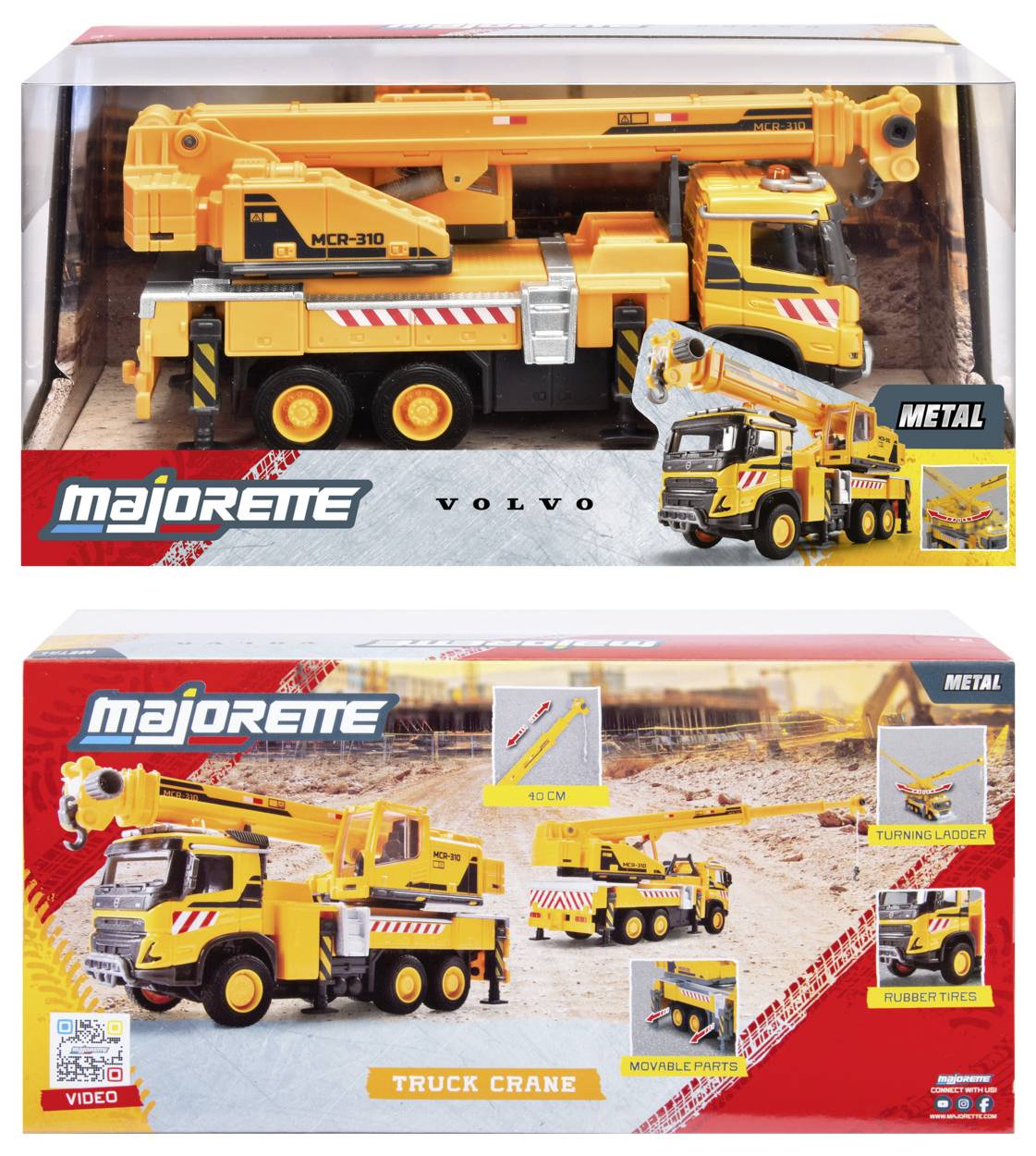 Majorette Volvo FMX Truck Crane modèle fini Modèle réduit d'engin de chantier
