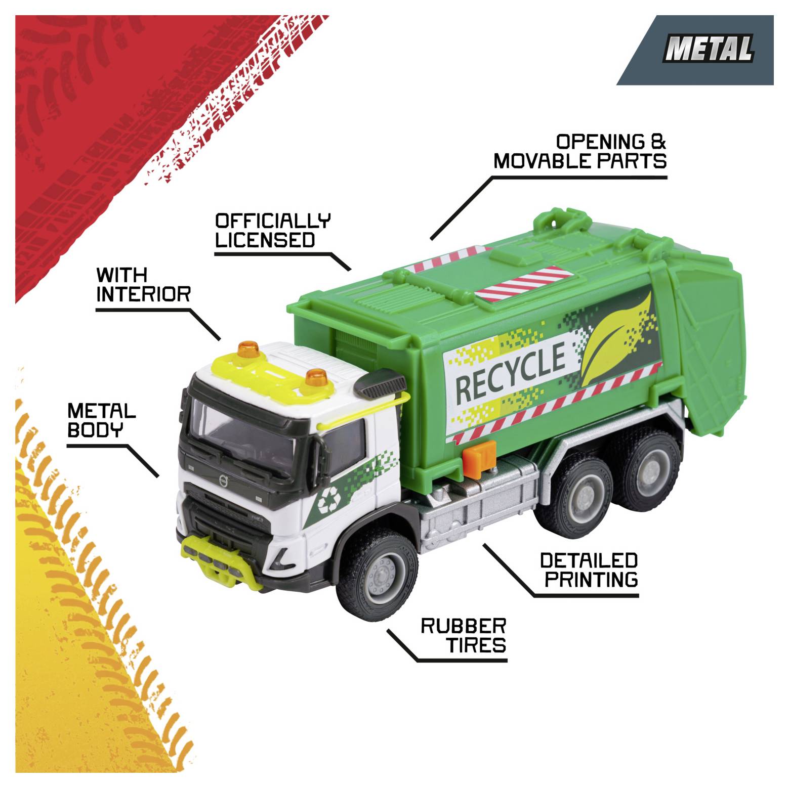 Majorette Volvo FMX Truck Garbage Collector modèle fini Modèle réduit d'engin de chantier