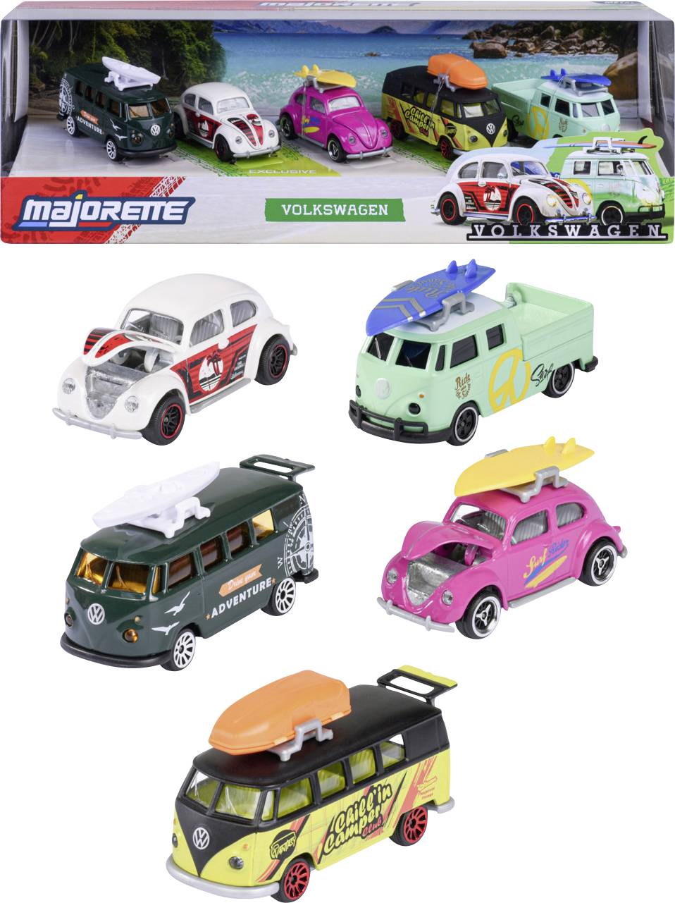 Majorette Volkswagen (VW) 5 pièces de poison modèle fini Modèle réduit de voiture