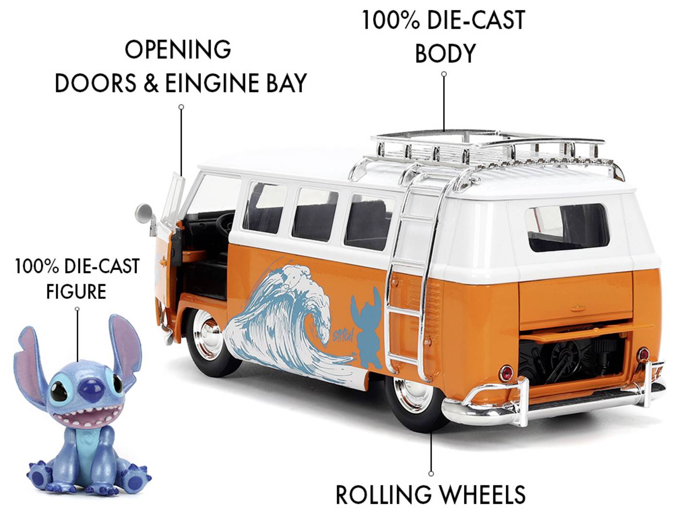 JADA TOYS Volkswagen (VW) Stitch 1961 VW Bus modèle fini Modèle réduit de voiture