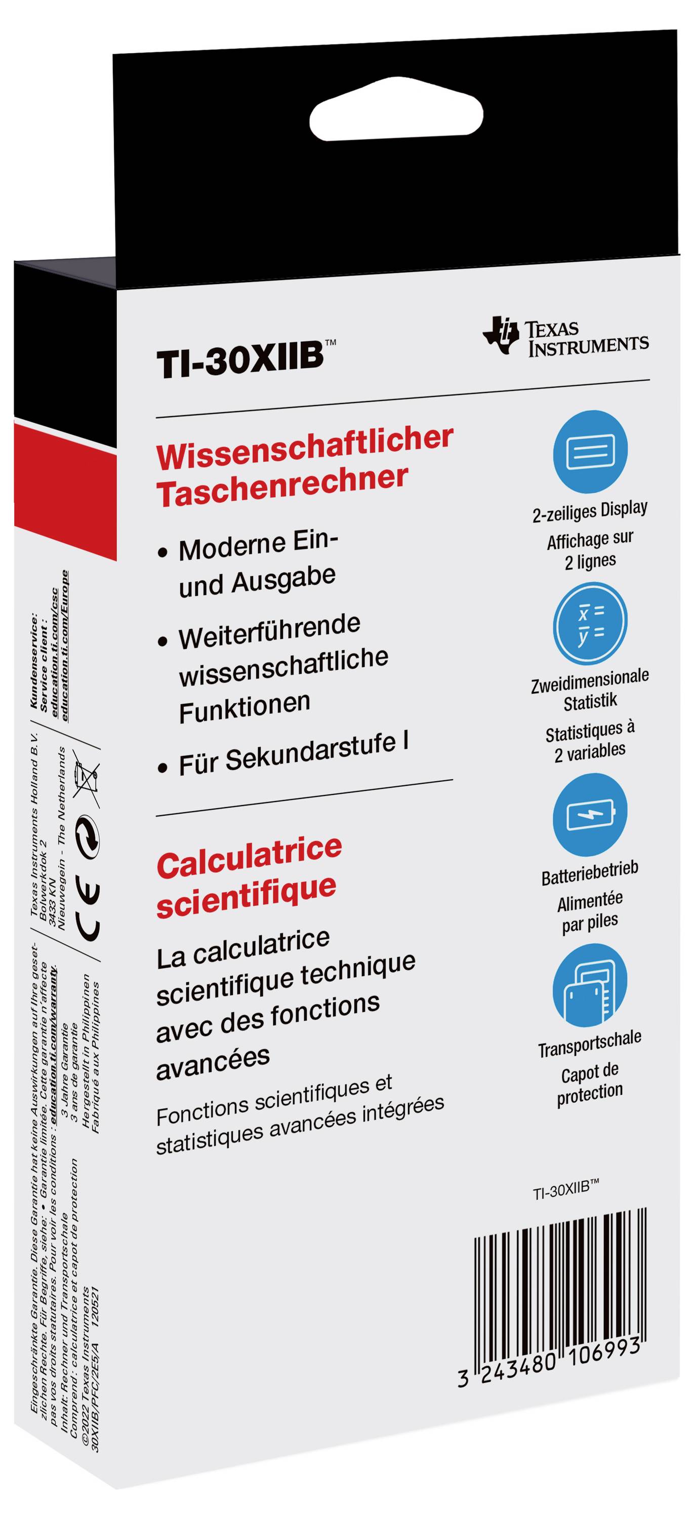 Texas Instruments Schulrechner TI-30 X II B Calculatrice scolaire gris