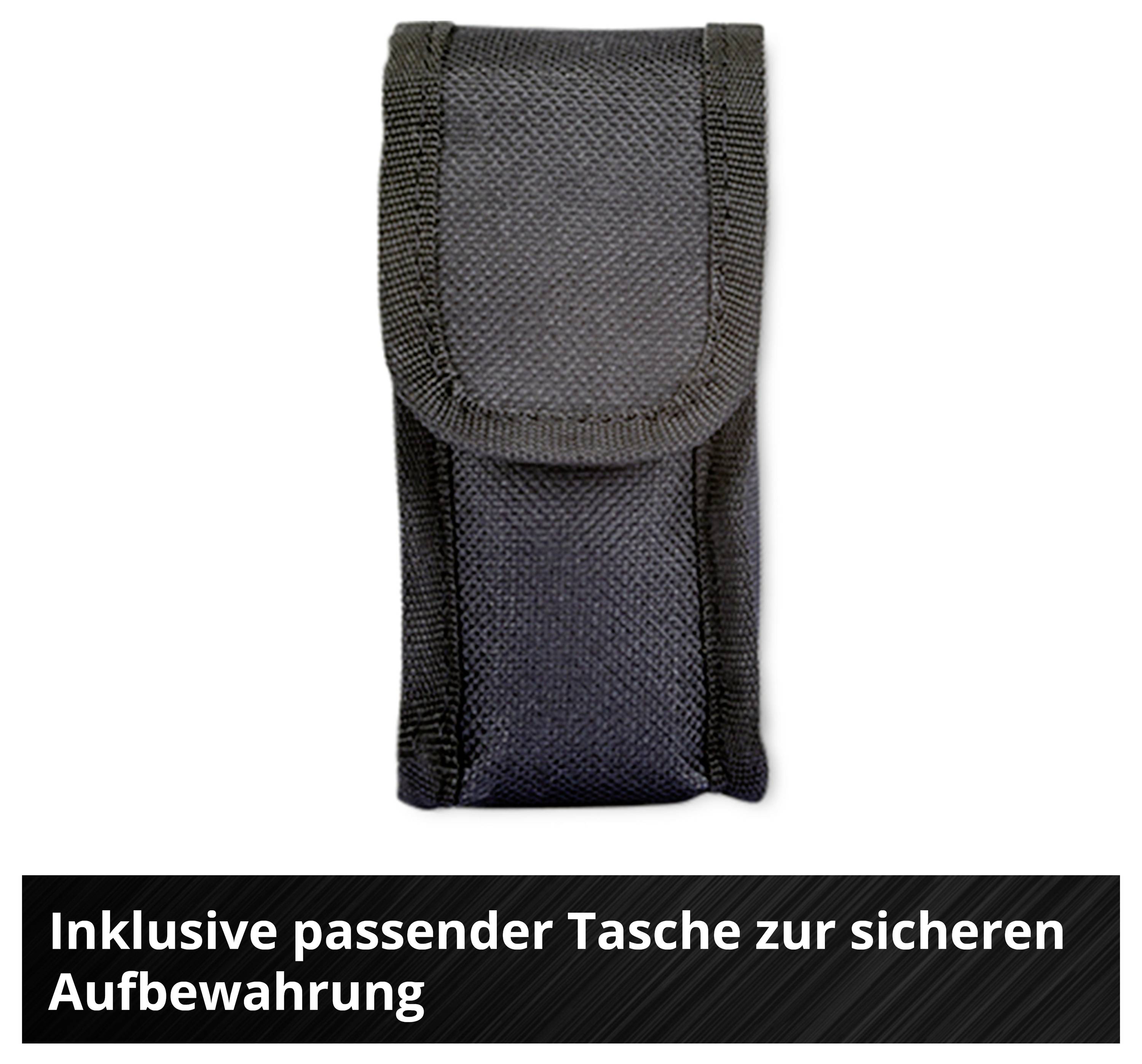 Sac noir avec fermeture velcro pour un rangement sécurisé des objets. Texte en dessous : 'Pochette de rangement assortie incluse'.