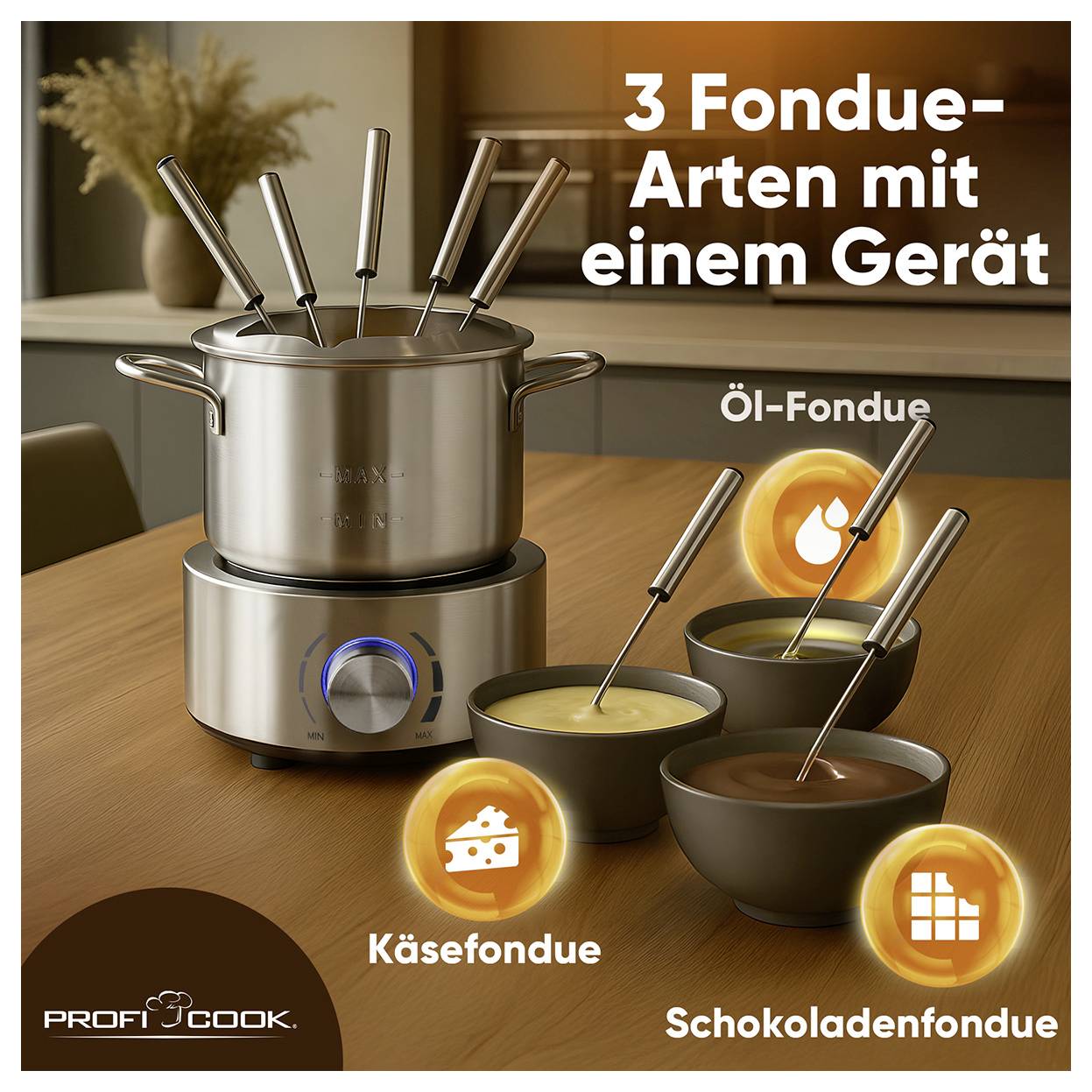 Profi Cook PC-FD 1288 Appareil à fondue 800 W acier inoxydable