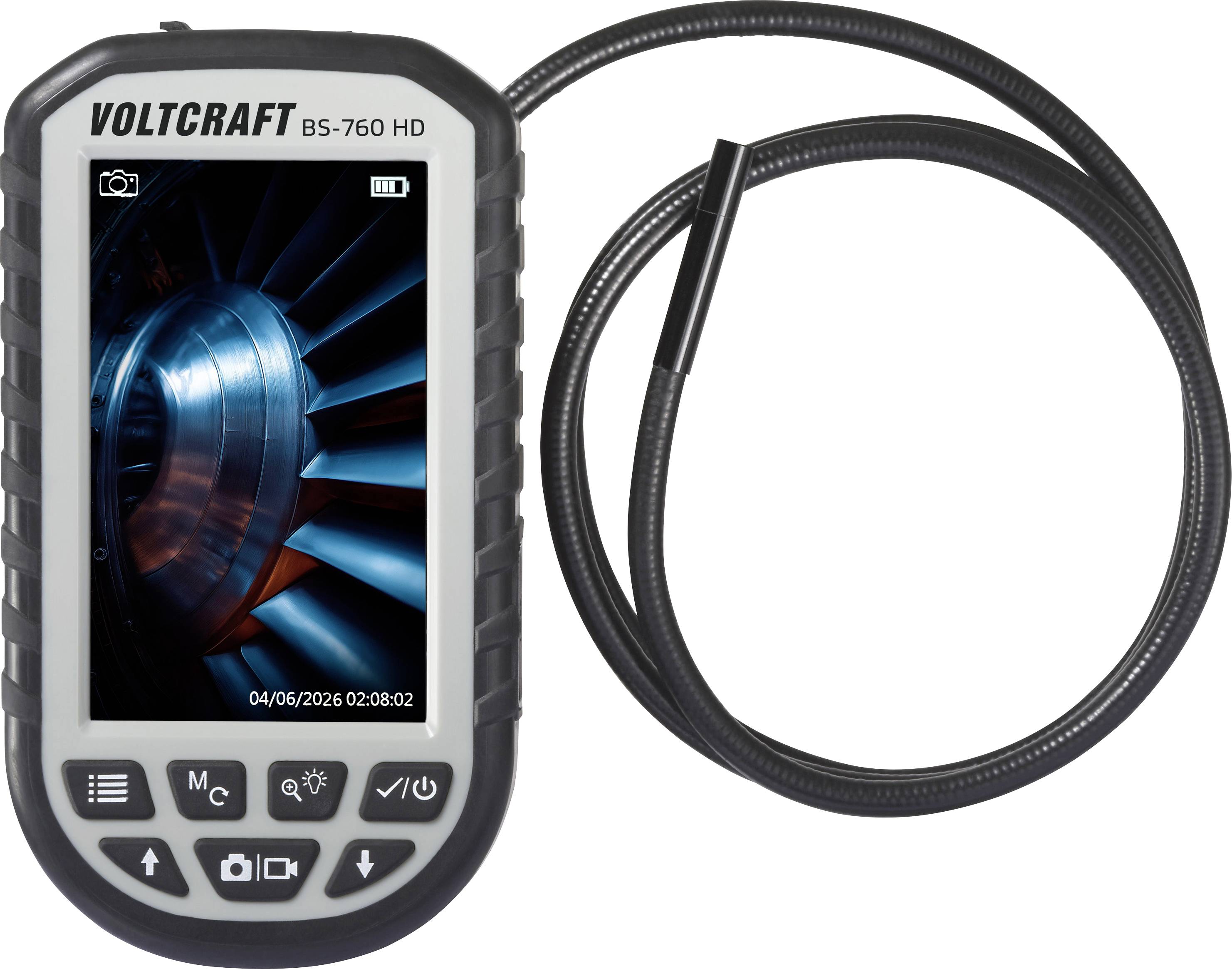 VOLTCRAFT BS-760 HD caméra d'inspection avec écran portatif et sonde flexible de boroscope