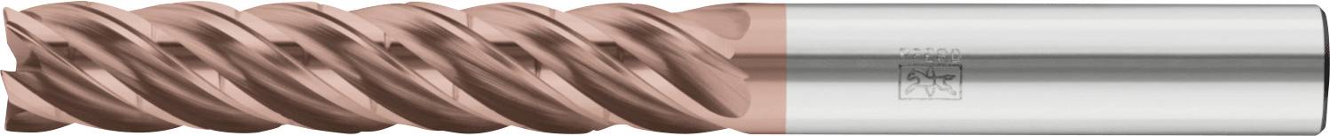 Un outil cylindrique métallique avec des rainures hélicoïdales le long de la section rose, utilisé pour l'usinage ou la coupe du métal.