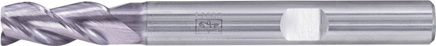 Un outil de coupe en métal avec des rainures hélicoïdales et une tige cylindrique, vraisemblablement utilisé pour des opérations de fraisage ou de perçage.