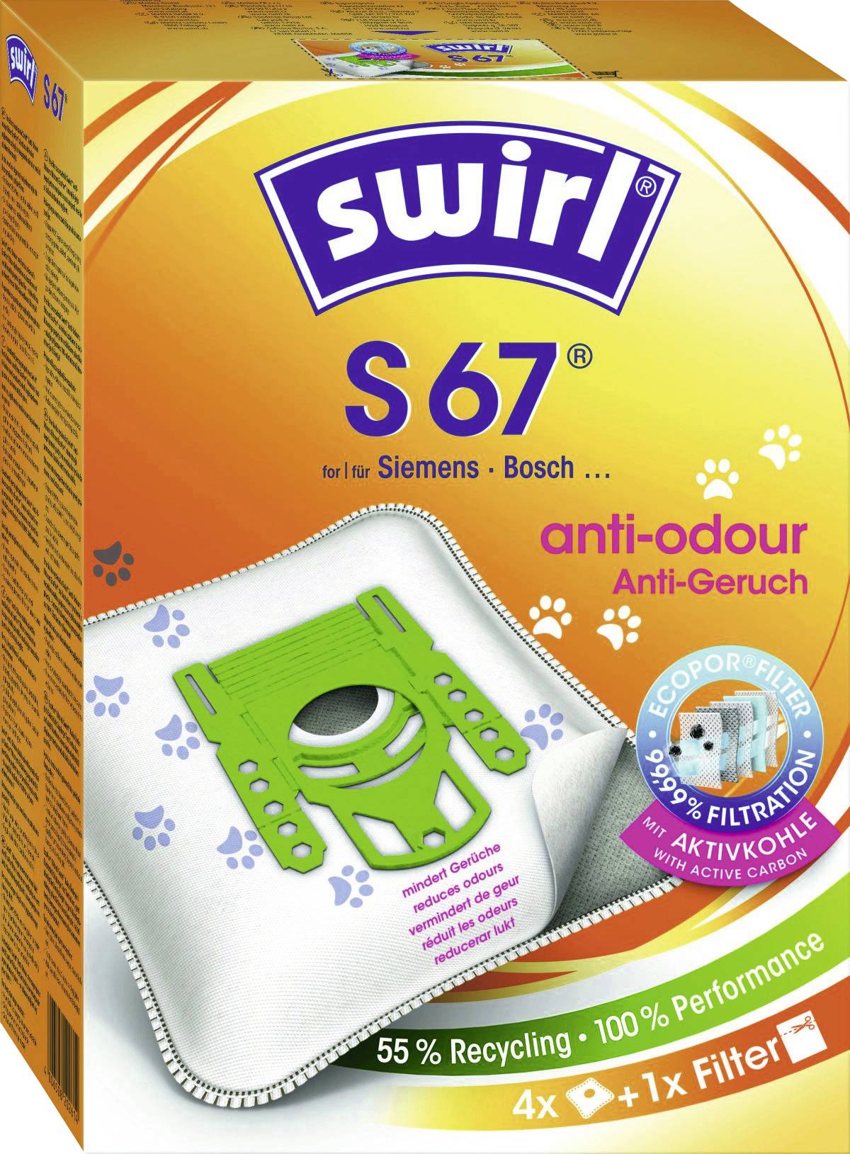 Swirl S 67 EcoPor Anti Odour Sac pour aspirateur 4 pc(s)
