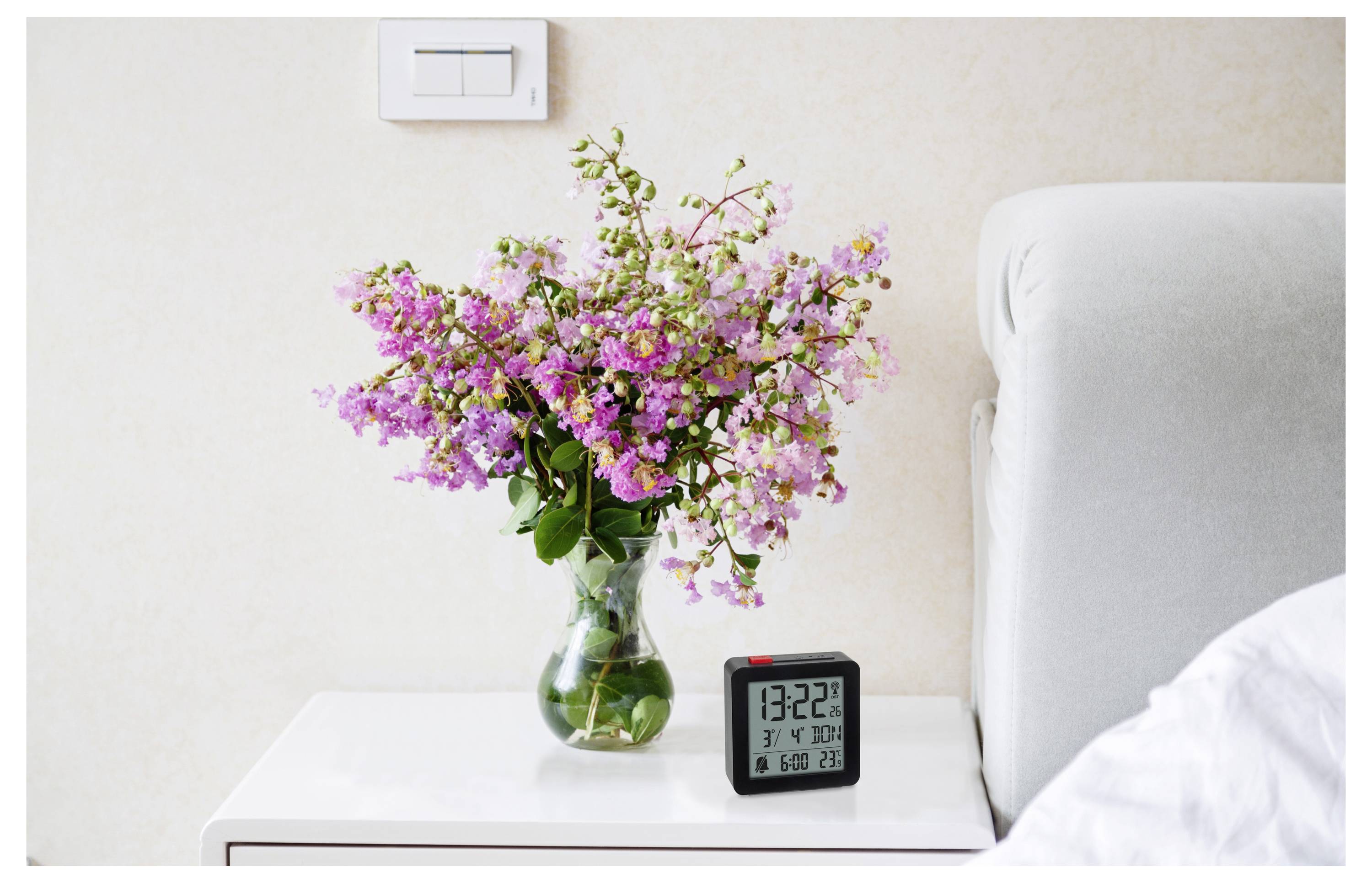 TFA Dostmann 60.2566.01 radiopiloté(e) Réveil noir Heures de réveil 1