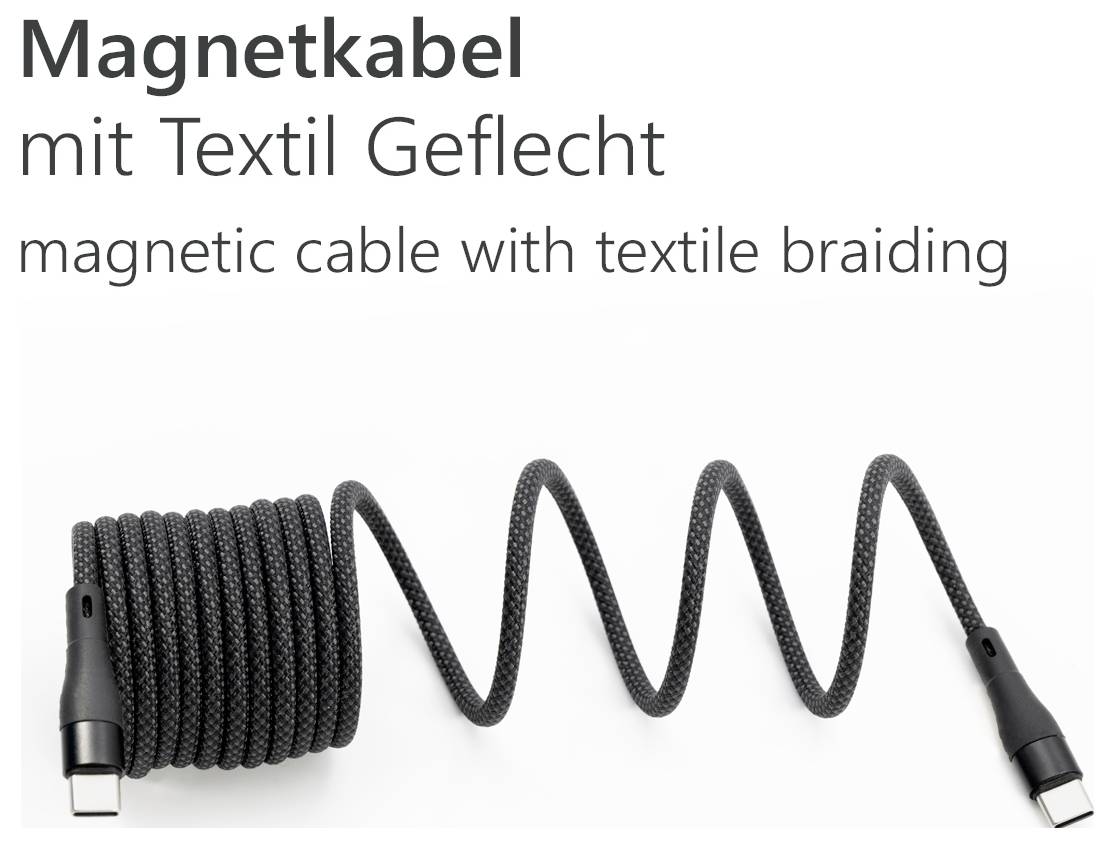 Maxtrack Câble USB USB 2.0 USB-C® mâle 1 m noir câble spiralé, contacts dorés C532-1L