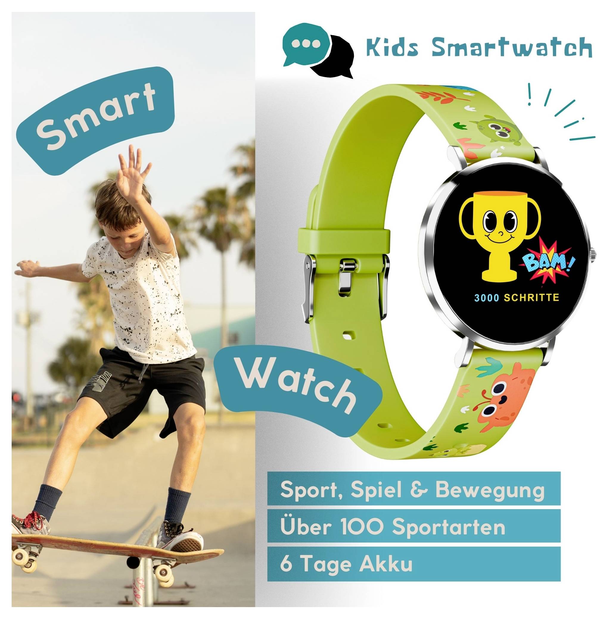 XCOAST LINO TIME Smartwatch pour enfant 38 mm vert