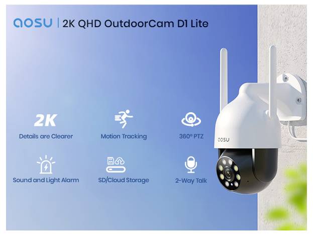 AOS-C5L0.WAEU01000 Aosu C5L Wi-Fi IP Caméra de surveillance 1296 x 2304 pixels