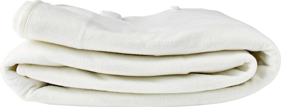 Une couverture blanche pliée sur un fond uni.